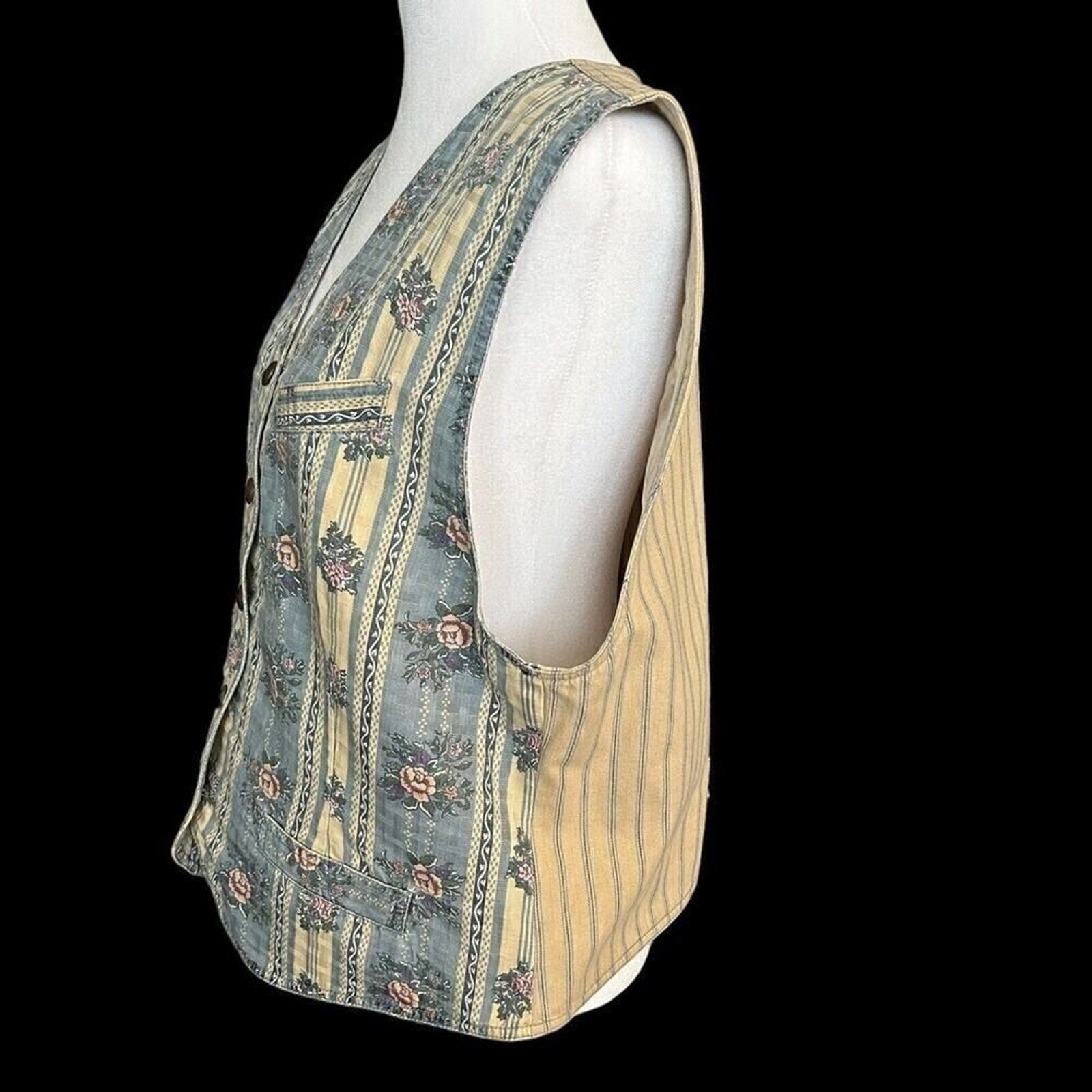 Liz Claiborne Liz Wear Floral Women's Vest w/Pockets Vintage 80s Sz. 14 #J1324