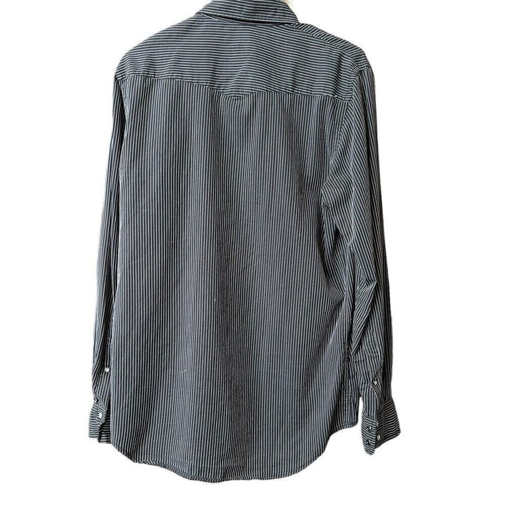 Old Navy Men's Shirt BLUE Striped Pearl Snap Western Size Small #H1278