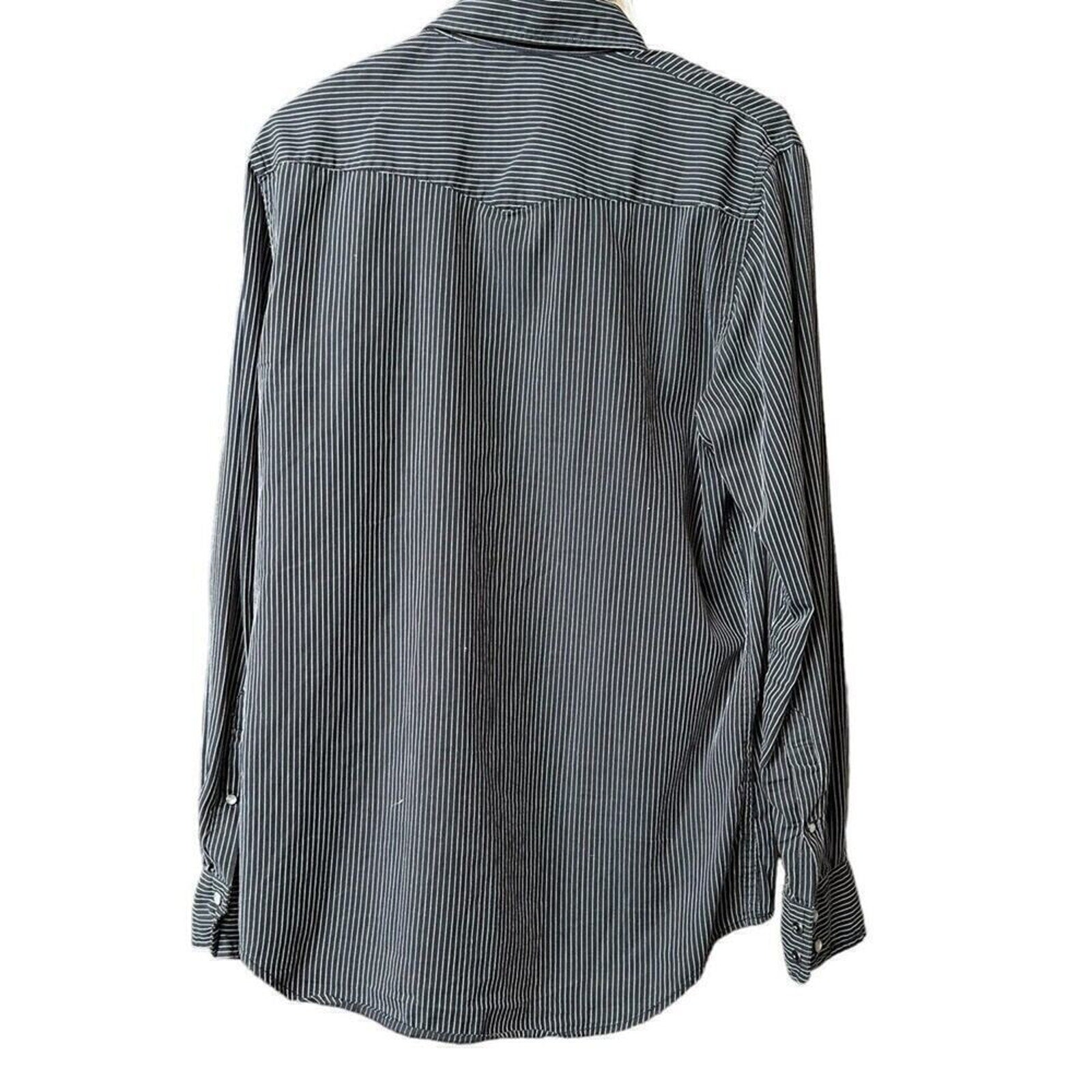 Old Navy Men's Shirt BLUE Striped Pearl Snap Western Size Small #H1278