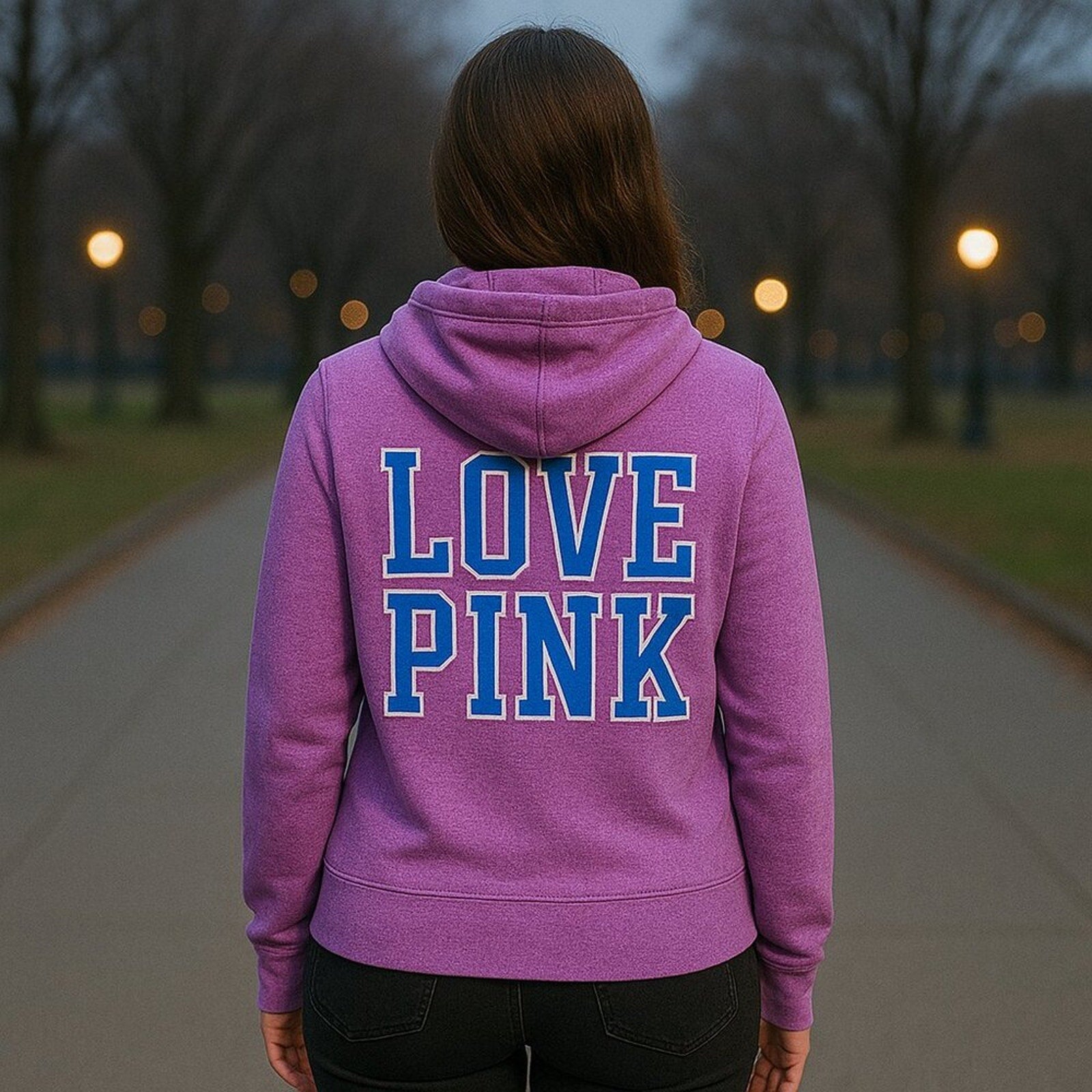 Victoria's Secret Purple Front Hoodie W/Pouch Pockets, Sz (S,) "LOVE PINK" #HG