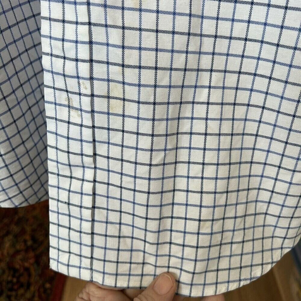 Ralph Lauren Mens Shirt Button Down Long Sleeve Small Blue Plaid Sz. (L) #A1206