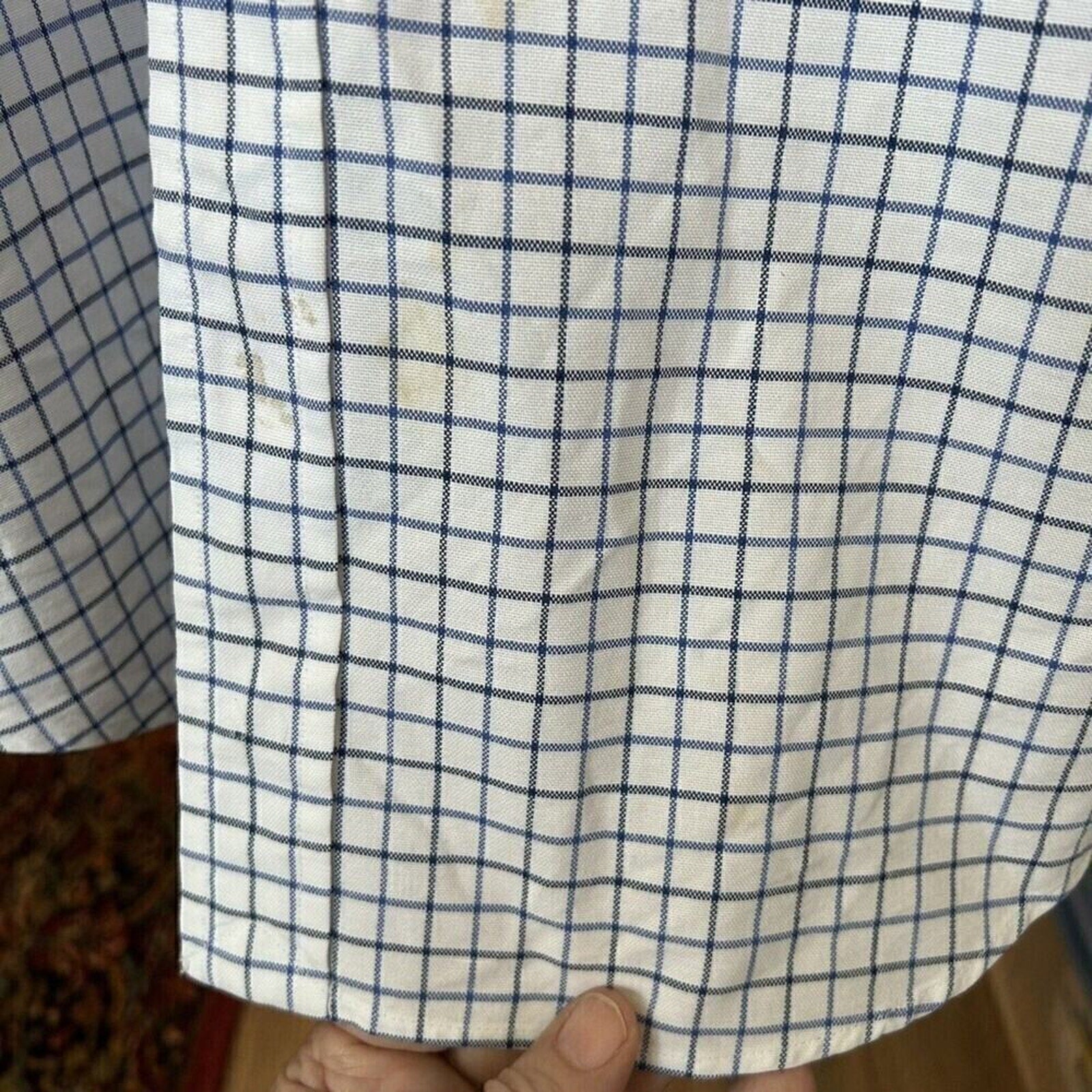 Ralph Lauren Mens Shirt Button Down Long Sleeve Small Blue Plaid Sz. (L) #A1206