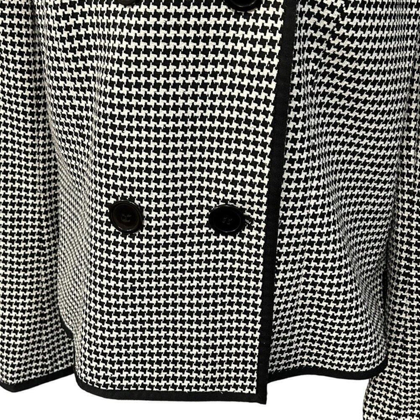 Talbots Women's  Black White Houndstooth Plaid Jacket Blazer Size 14 #BH