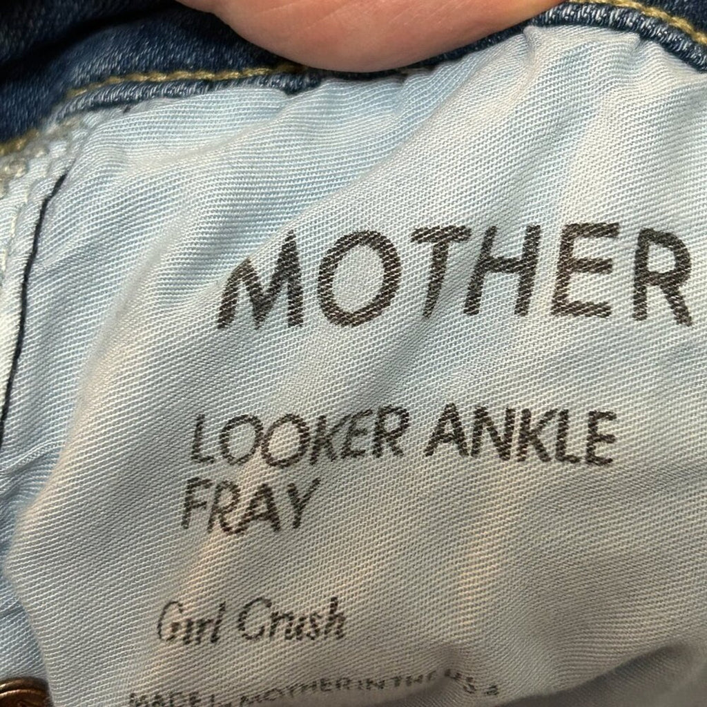 Mother Looker Ankle Fray Girl Crush Blue Jeans Size 27