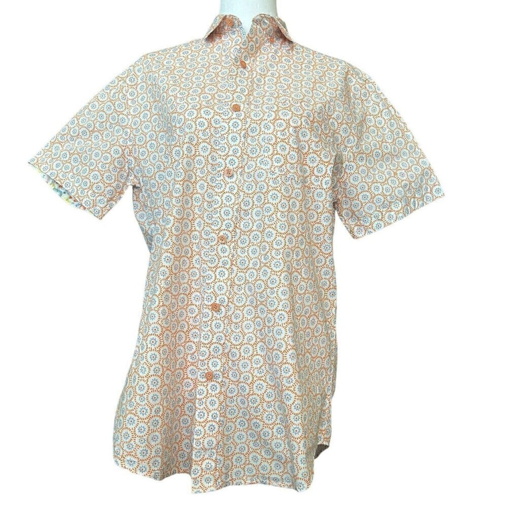 Johnston & Murphy Women's Blouse Short Sleeve White Orange Graphic Size (S) #J13