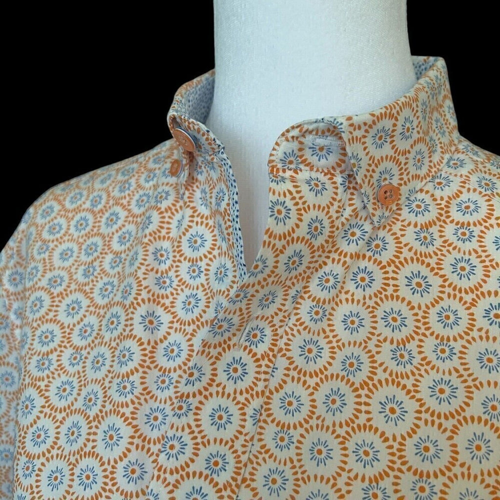 Johnston & Murphy Women's Blouse Short Sleeve White Orange Graphic Size (S) #J13