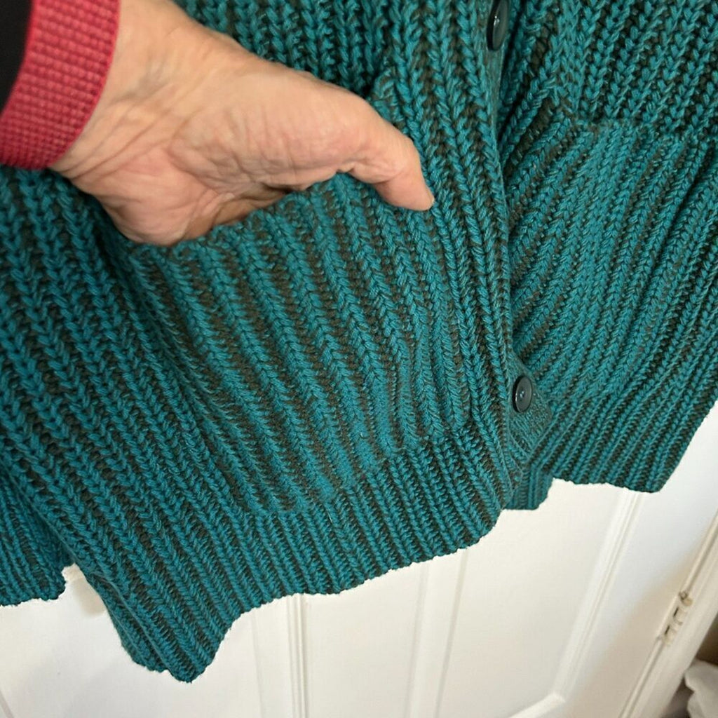 J.Jill Cardigan Women's Sweater Green Button Front Cotton Blend Sz. Large