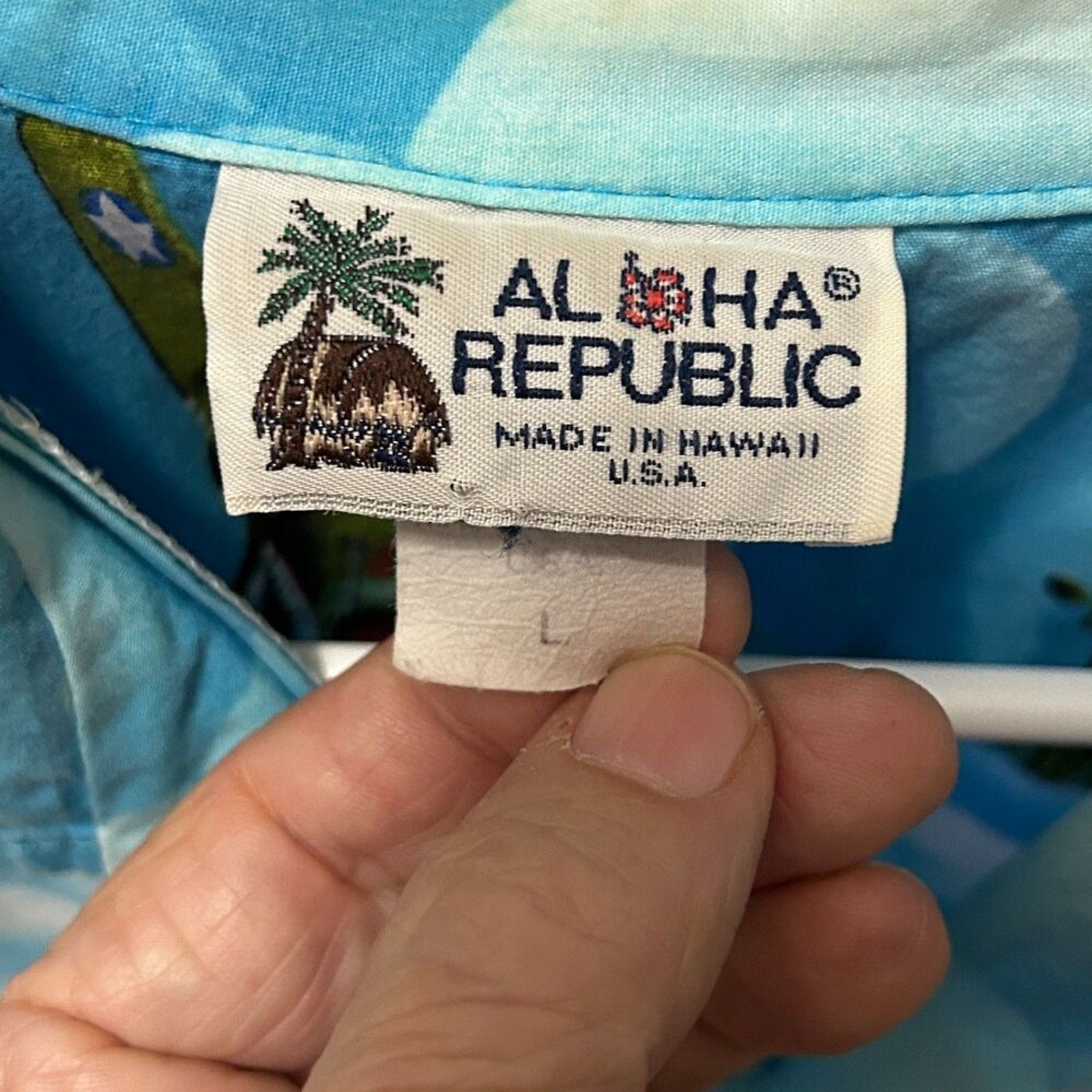 Vintage Aloha Republic Men's Size Large All Over Print Planes, Ships, Orcean