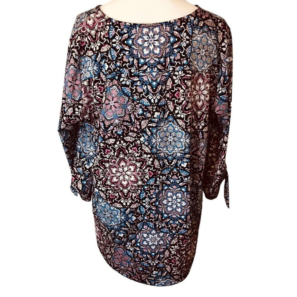 Croft & Barrow Classic Women's Casual Floral Tunic Shirt Sz. (L) 3/4 Sleeve