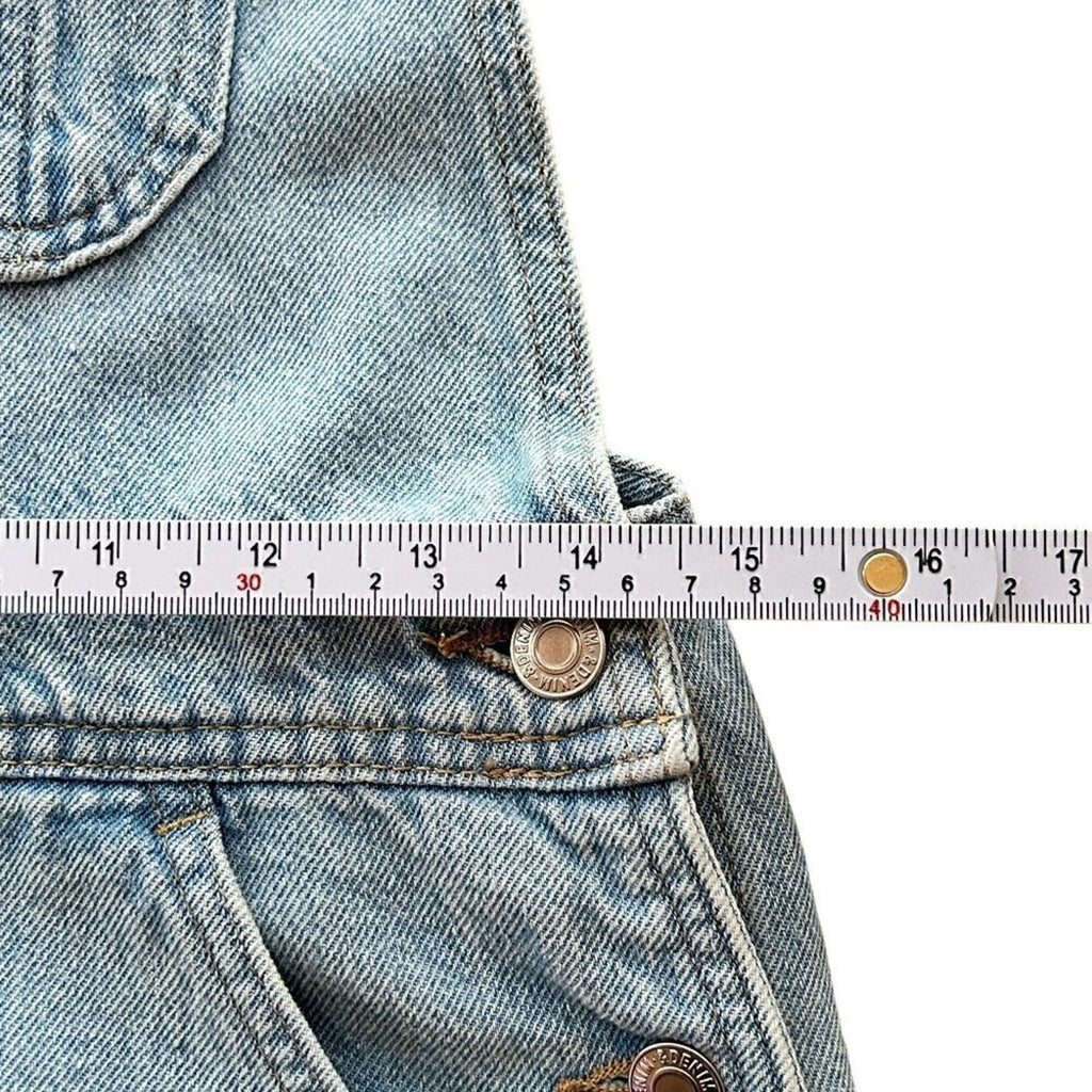 Denim Co. Overall Shorts Size (See Photos) Light Wash, Hook Straps / BiB #P1479