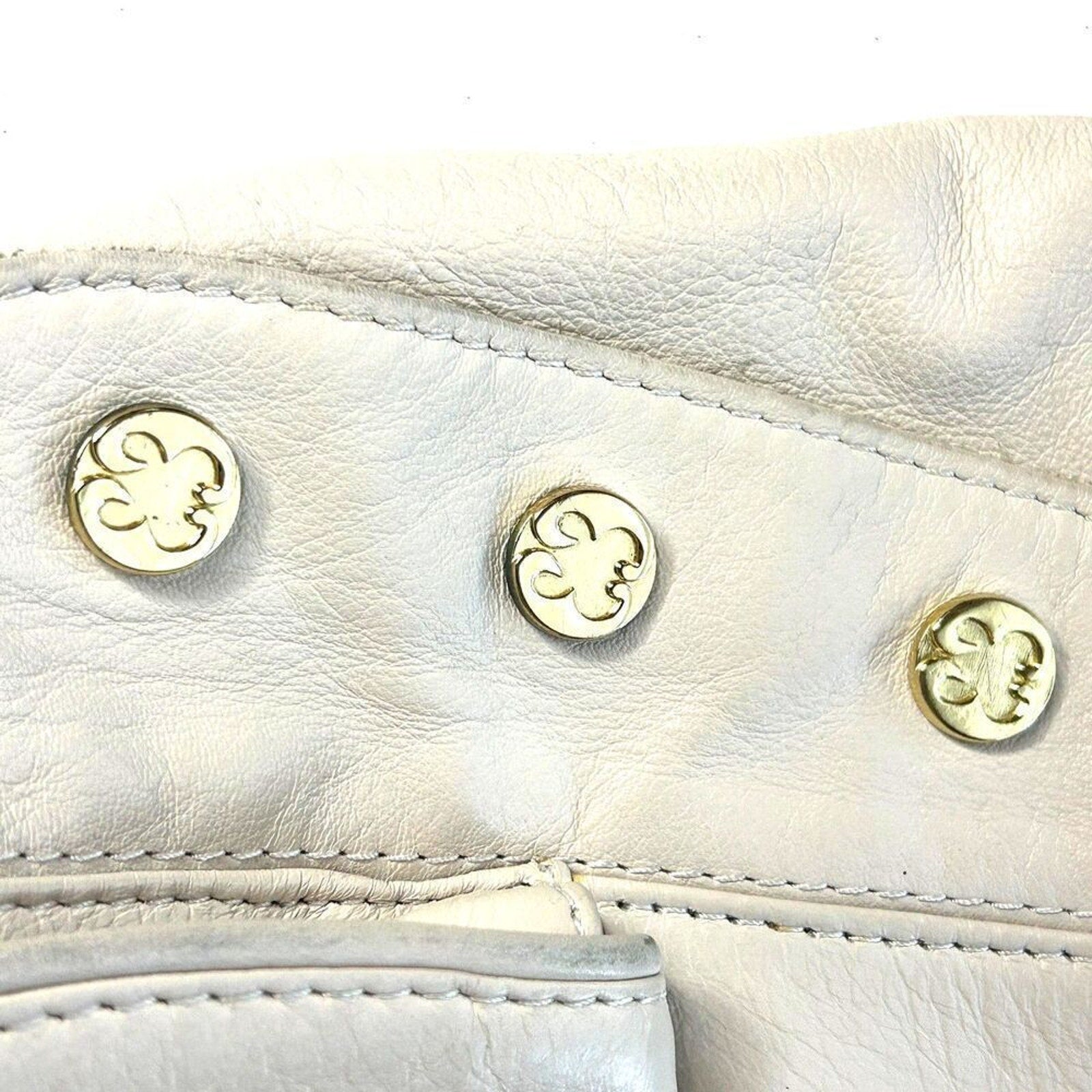 EMMA FOX Guc Pebbled Leather Satchel Crossbody Bag Cream Gold