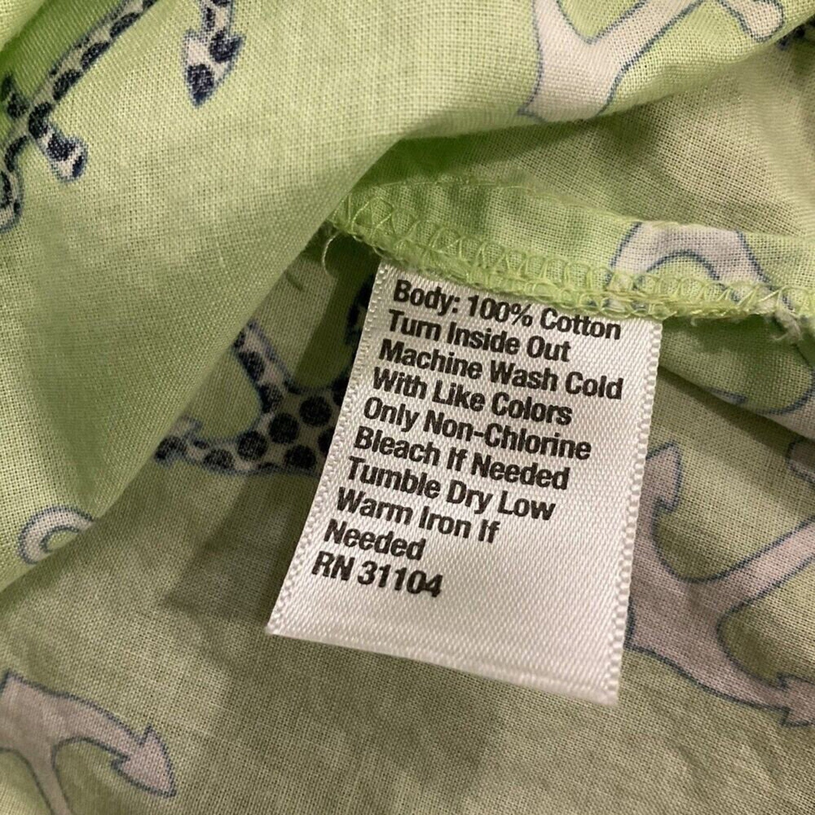 Red Camel Women's Blouse Green Anchor Pocket Collared Long Sleeve Button Up Sz L