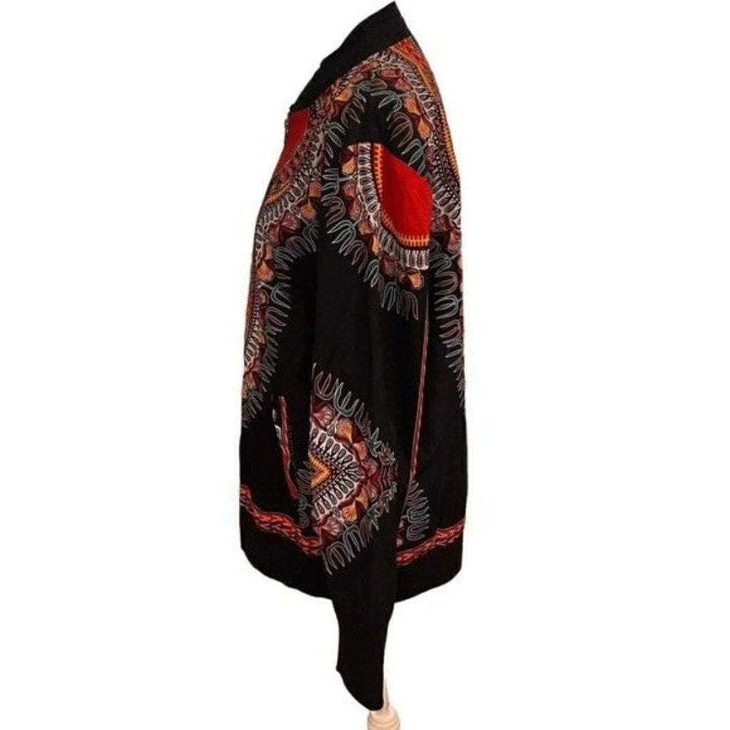 African Dashiki Women’s Jacket – Size XL, Long Sleeve Full-Zip, Breathable Dashiki Print, #SH