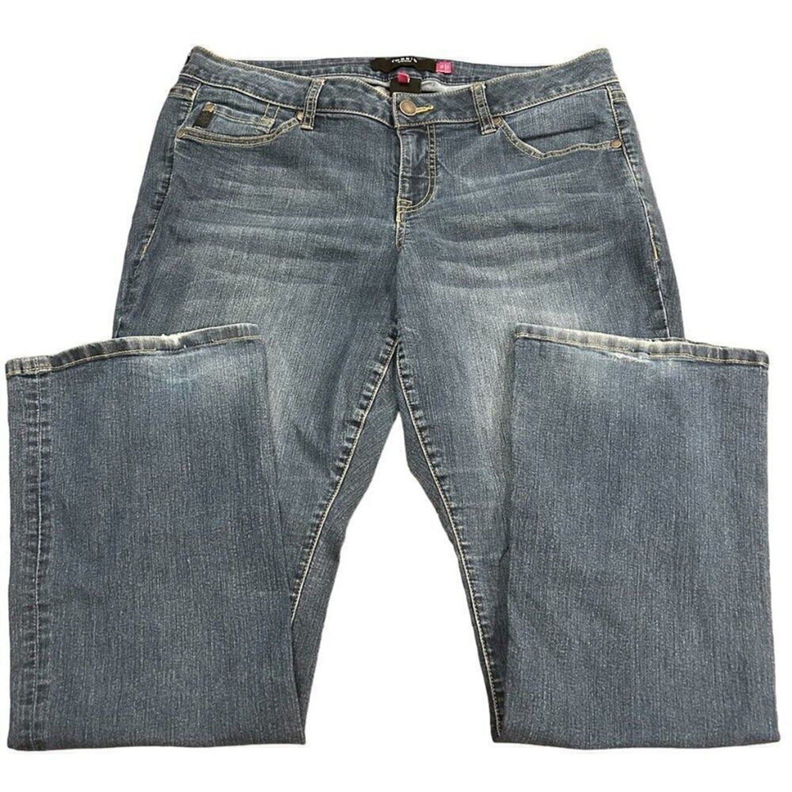 Torrid Womens Denim Jeans Sz. 16 Flair Leg Med. Wash Blue Stretchy #1397