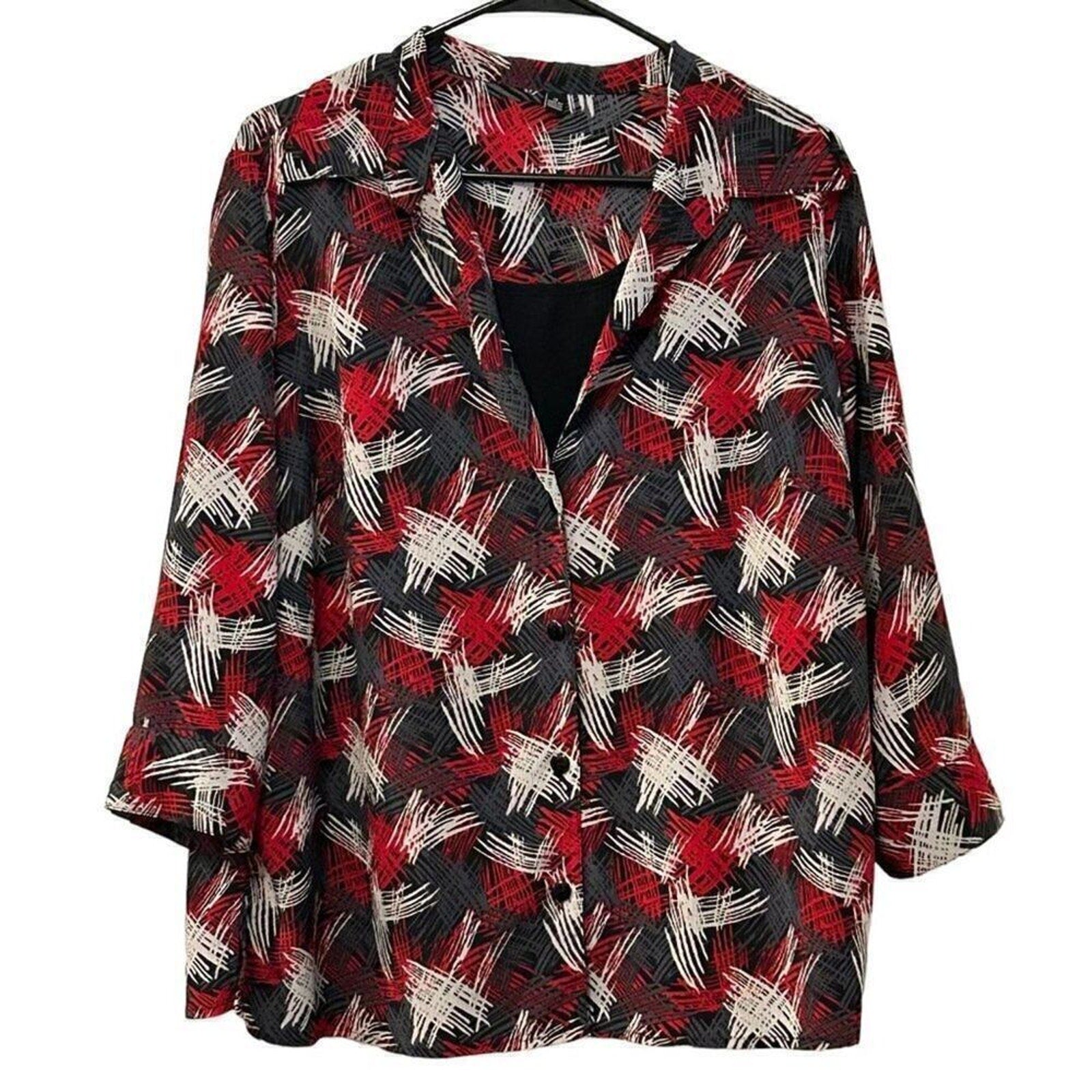 R.T. Fashions Women's Blouse/Camisole Combo Size 1X Polyester #BH