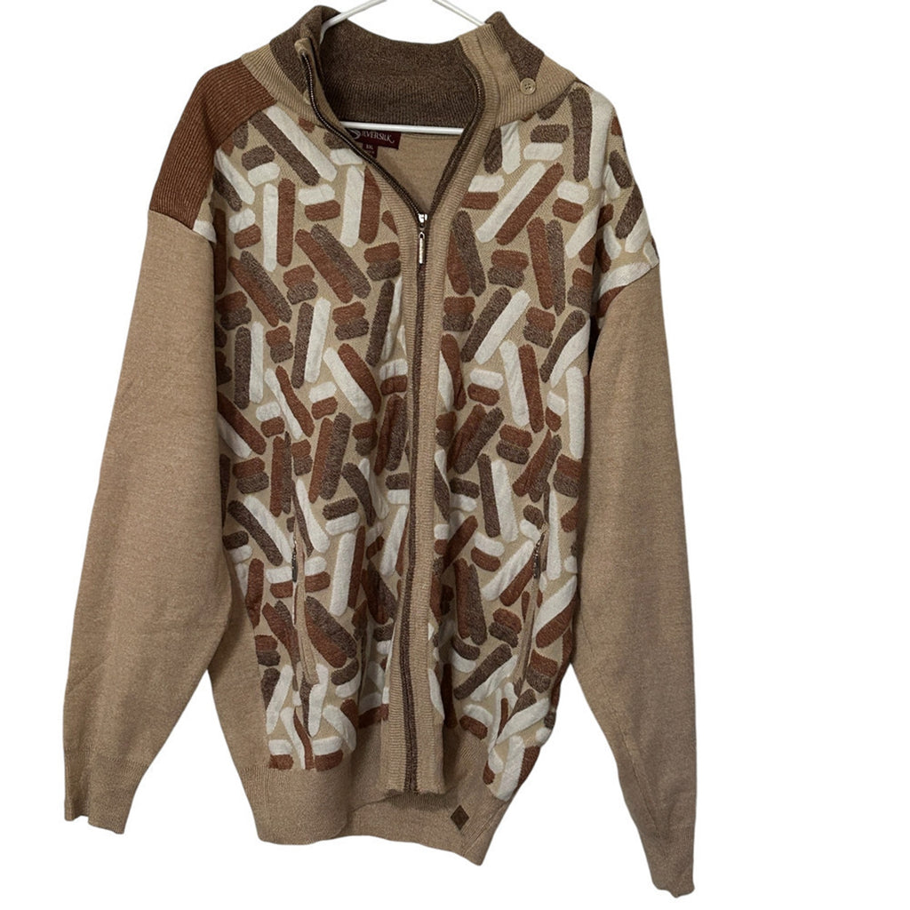Silversilk Sweater Men's Size XXL Tan/Brown Heavy Fall/Winter Wear Zip Pockets