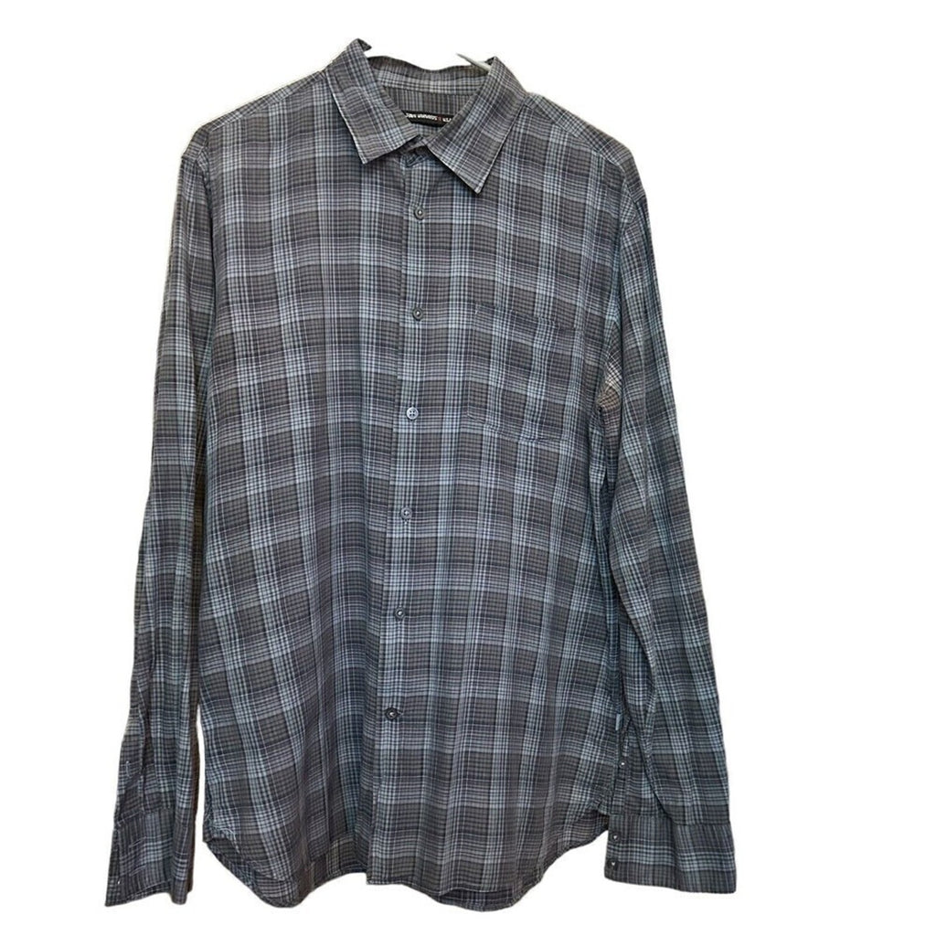 John Varvatos Star USA Lightweight Gray Plaid Men's Casual Shirt Size XL #A1138