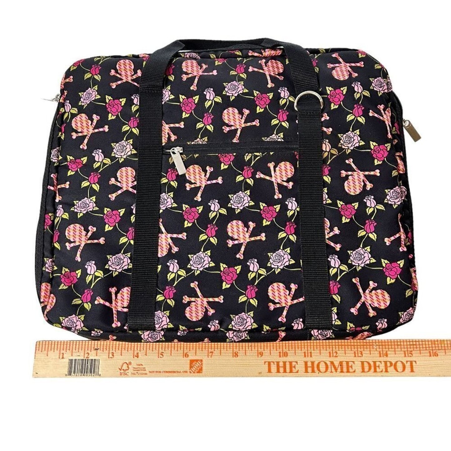 Tote Computer Book Bag Floral Whimsical 16" x 13" Pockets Zippers