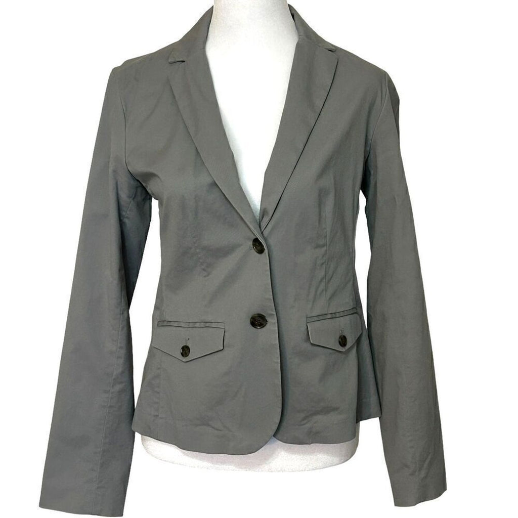 Eddie Bauer Women's Size 2 Dove Grey Two Button Cotton Jacket Blazer