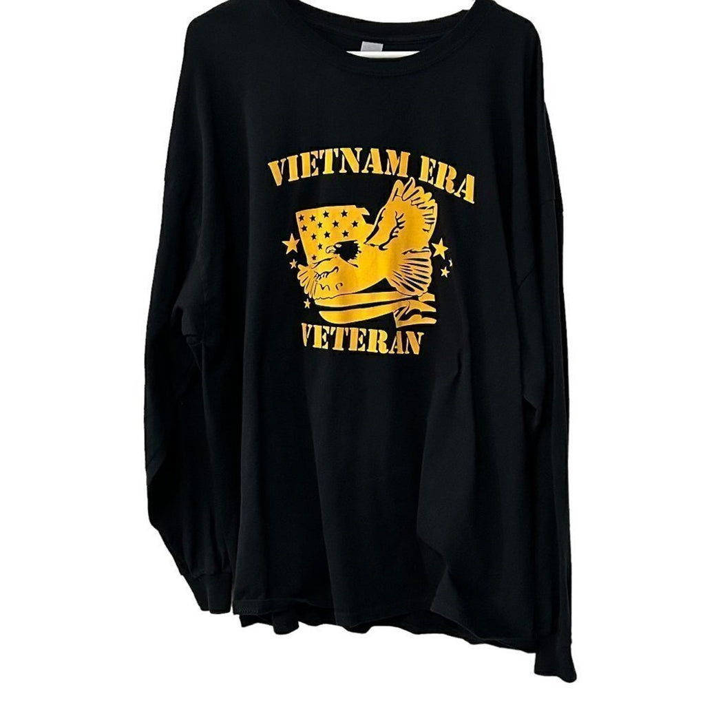 Gildan Ultra Hvy Cotton Vietnam Era Vet Long Sleeve T-Shirt Sz. 3XL Black #N1403