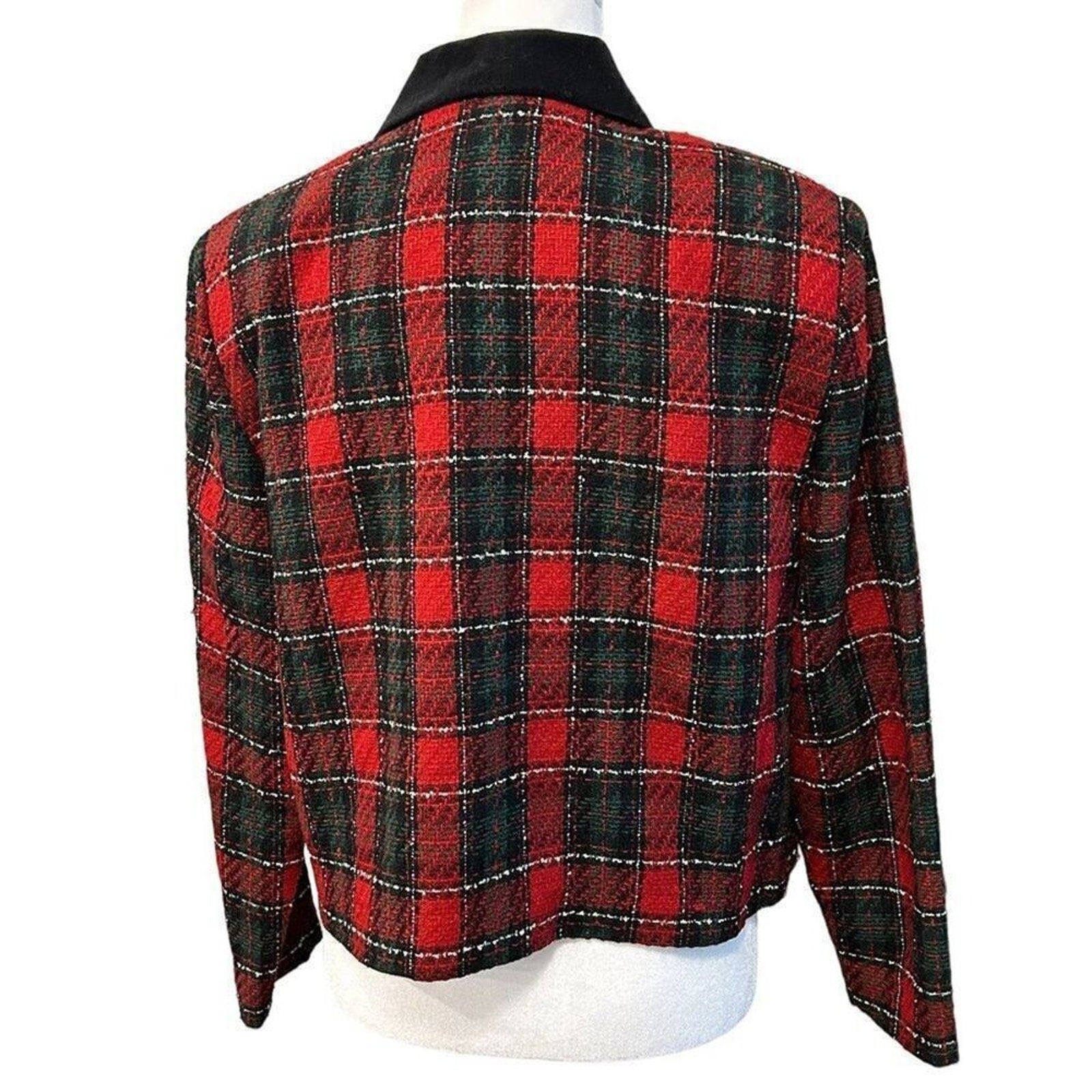 Plaza South Women's Red Plaid Blazer /Jacket Vintage Size 10 #BH