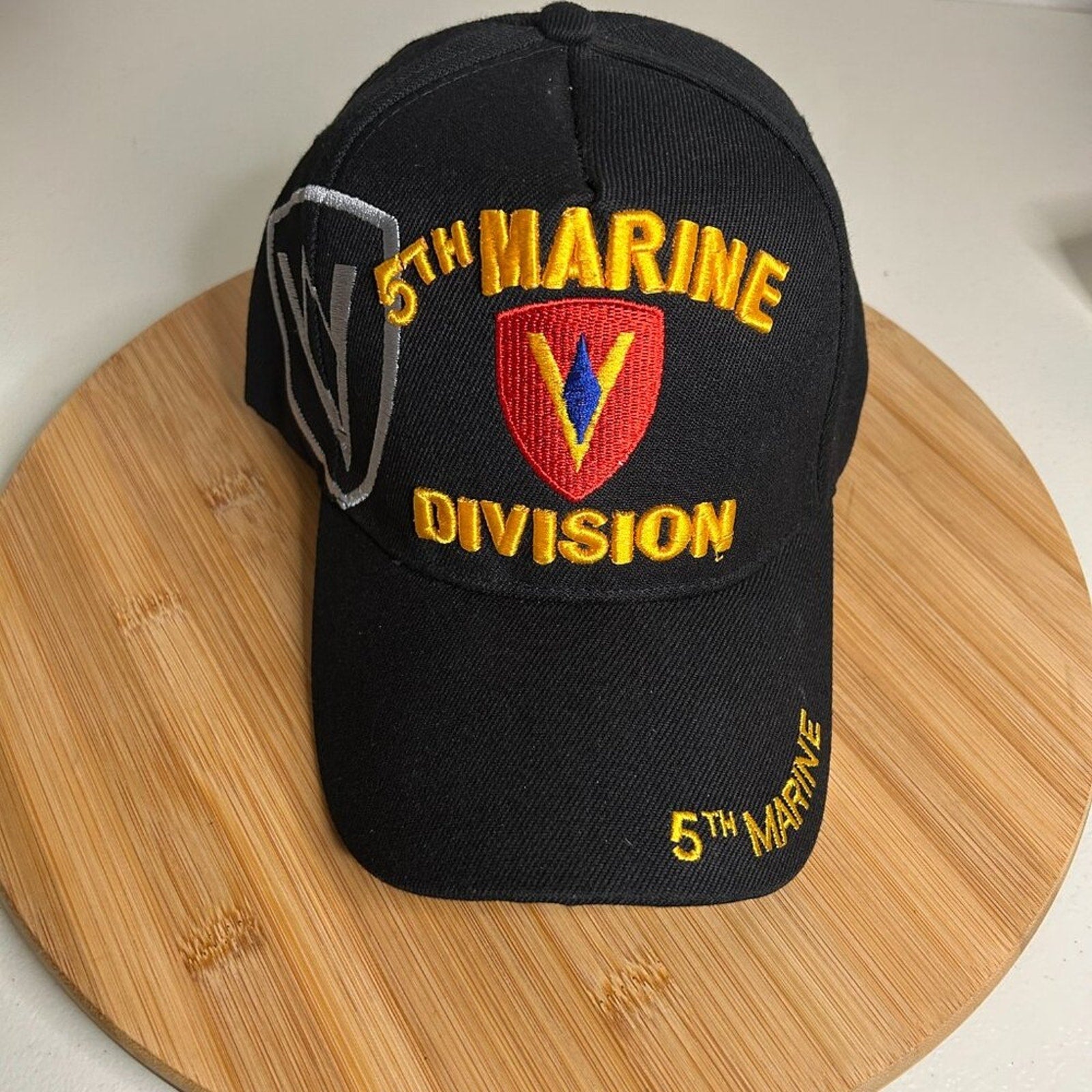 5th Marine Division Black Embroidered Baseball Cap Adjustable