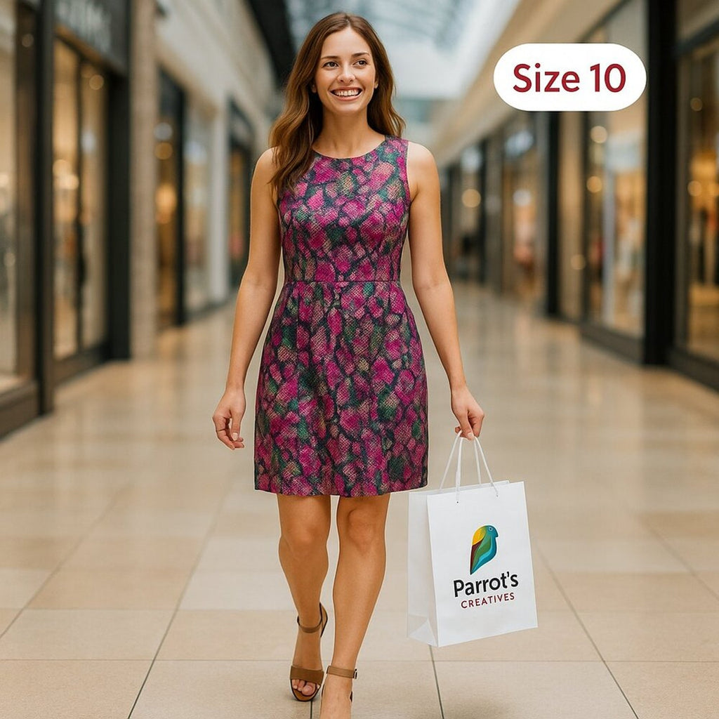 Topshop Women’s Size 11 Snake Print High-Neck Dress – Pink & Purple