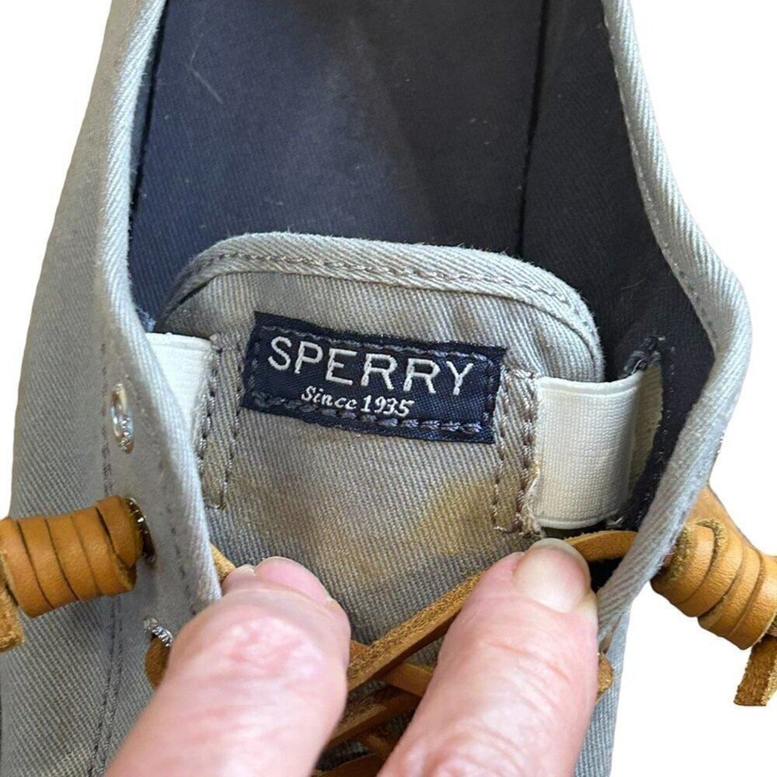 Sperry TopSider Boat Shoe Slip-on Women's 6 - Grey Shoes Brown Laces