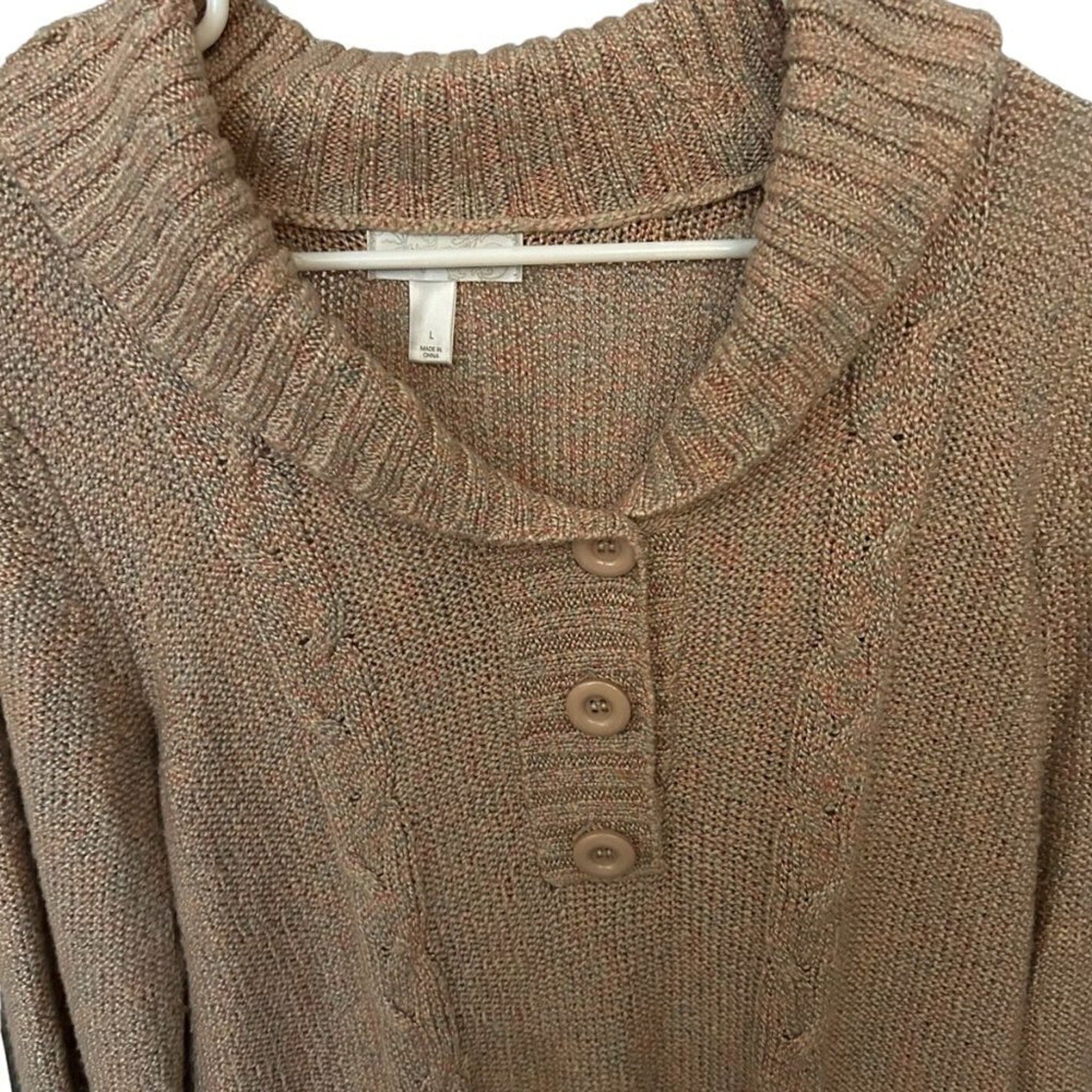 Dressbarn soft tan pullover sweater size L acrylic-poly blend #L1341