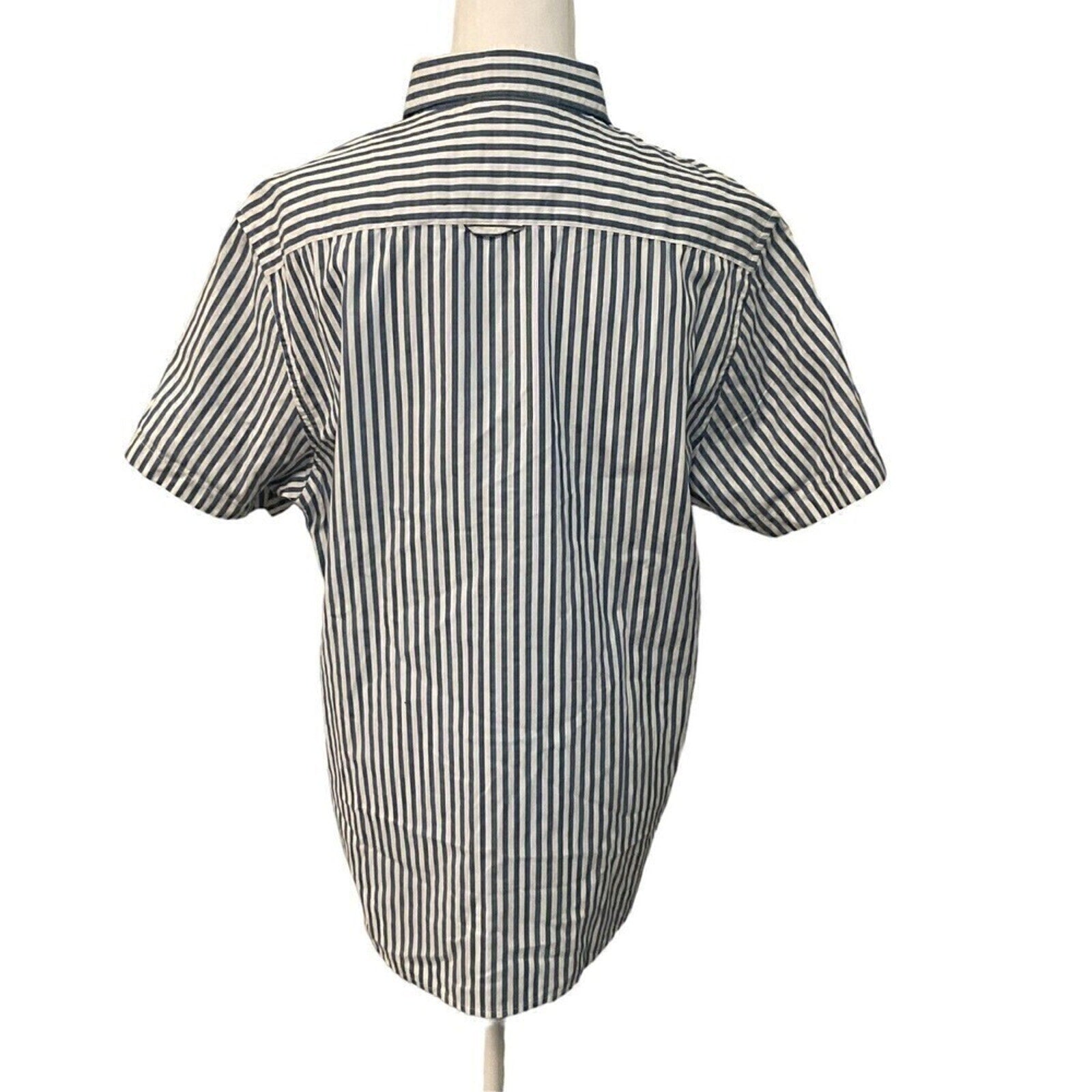 Denim & Flower Womens Casual Stripe Blouse Size L, Short Sleeve #1088 See Photos