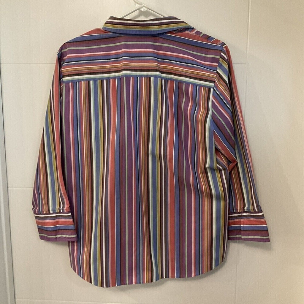 Westbound Essentials Women's Sz.(12) Striped Blouse Hidden Buttons, Long Sleeve