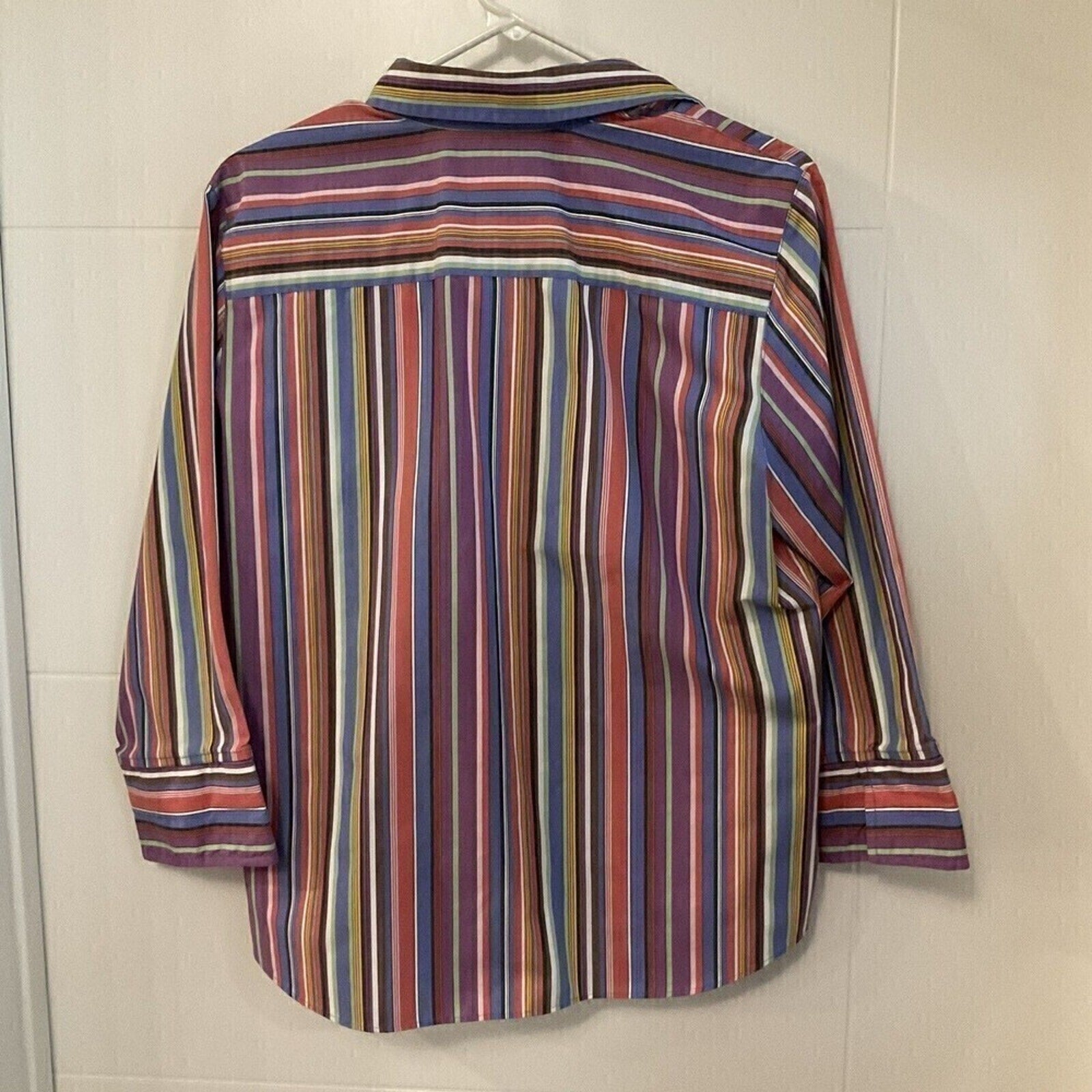 Westbound Essentials Women's Sz.(12) Striped Blouse Hidden Buttons, Long Sleeve