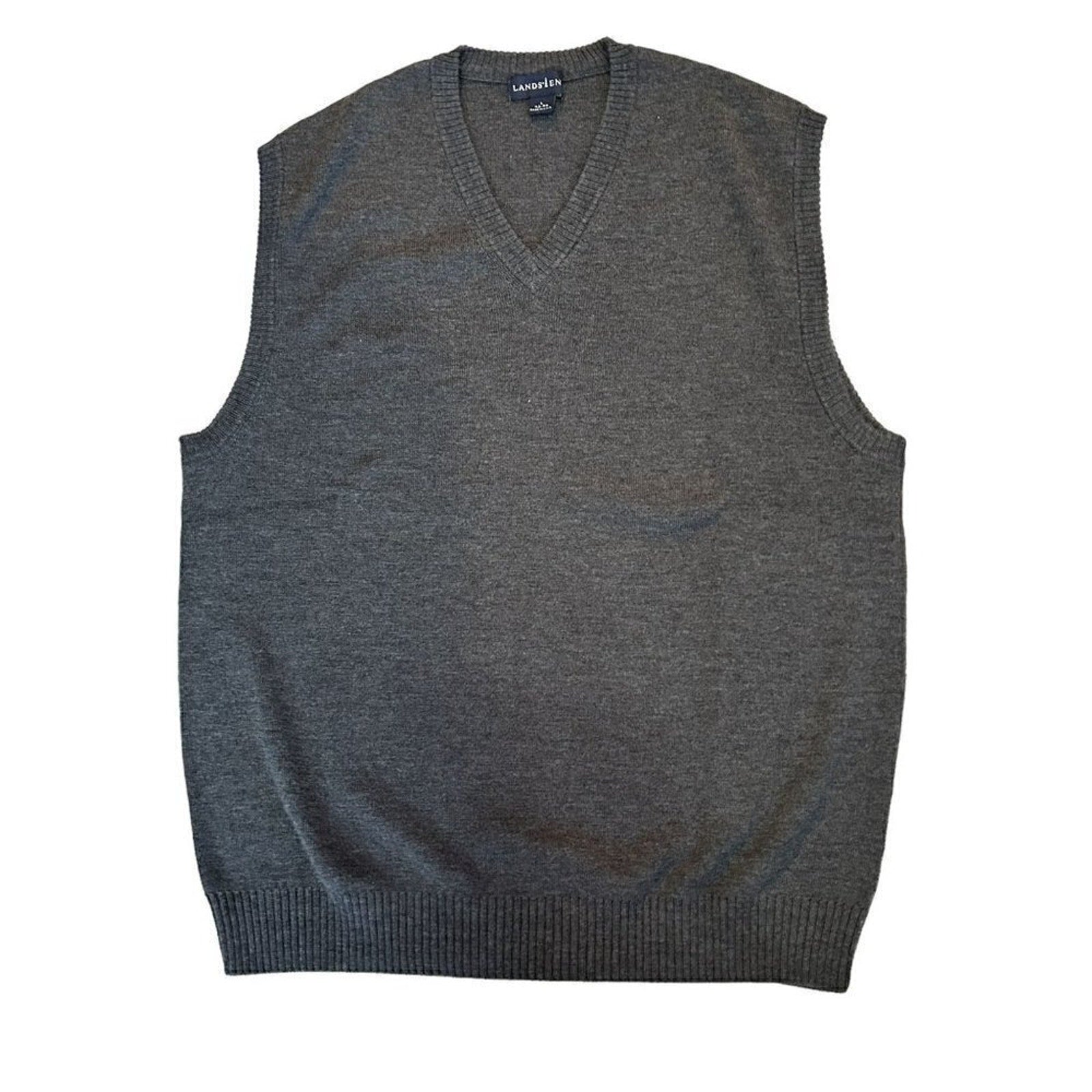 VTG 90's Lands End Sweater Vest Men's Size L Gray Pullover - Golf Style #P1490