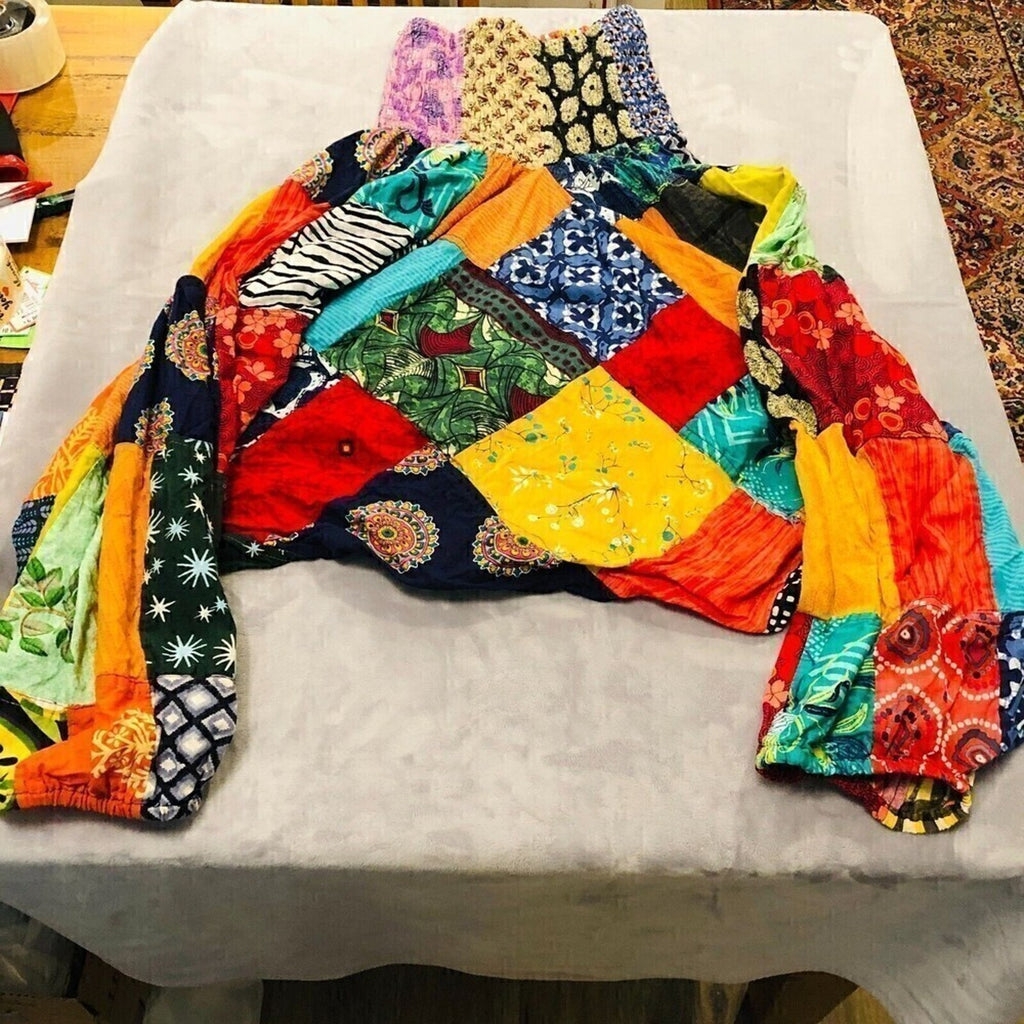 Jumpsuit Sleeveless for Women, Sz. S/M Blowsy Legs, Stretch Top, Multicolor Boho