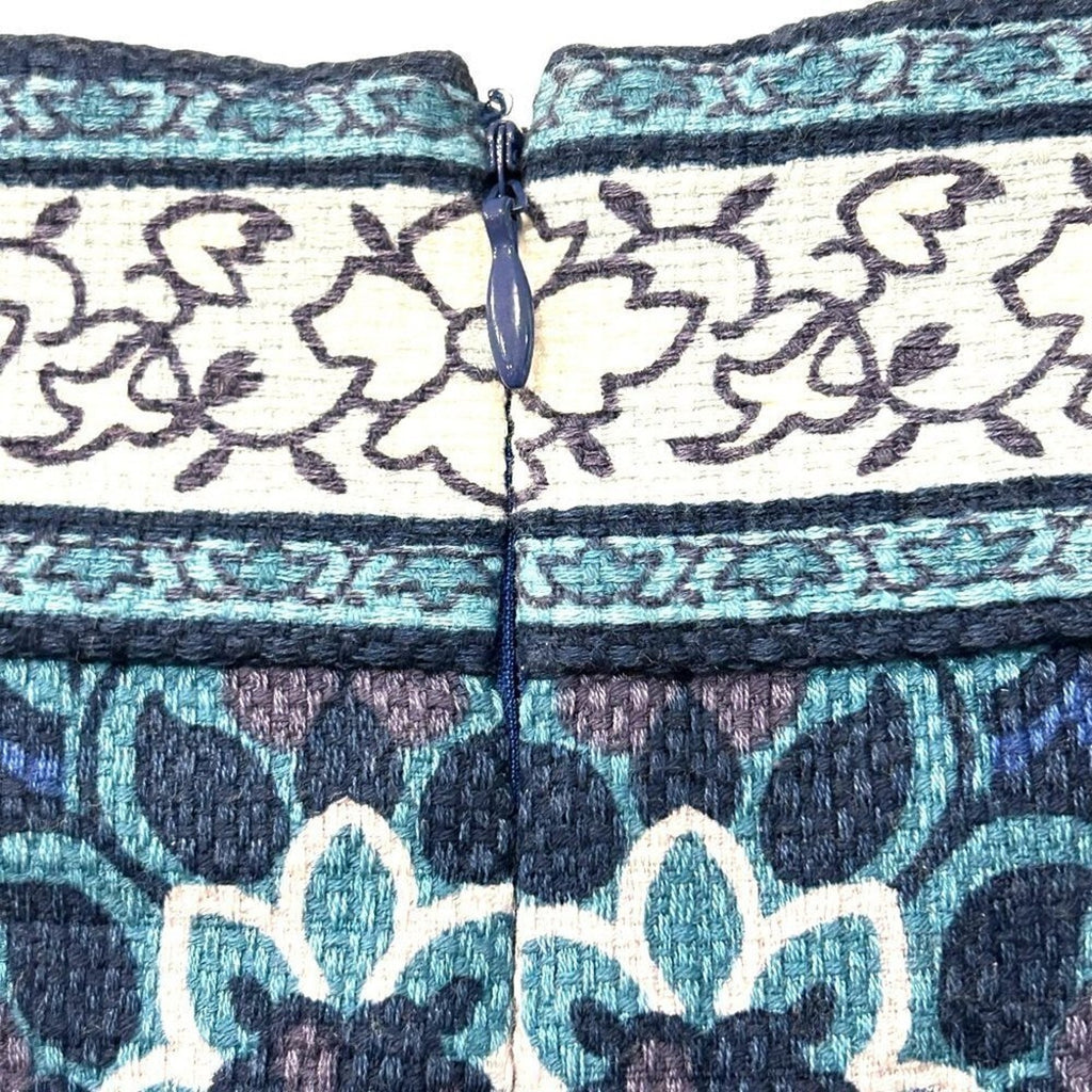 Ann Taylor Loft pencil skirt size 0 blue & white floral, lined cotton-blend #P1451