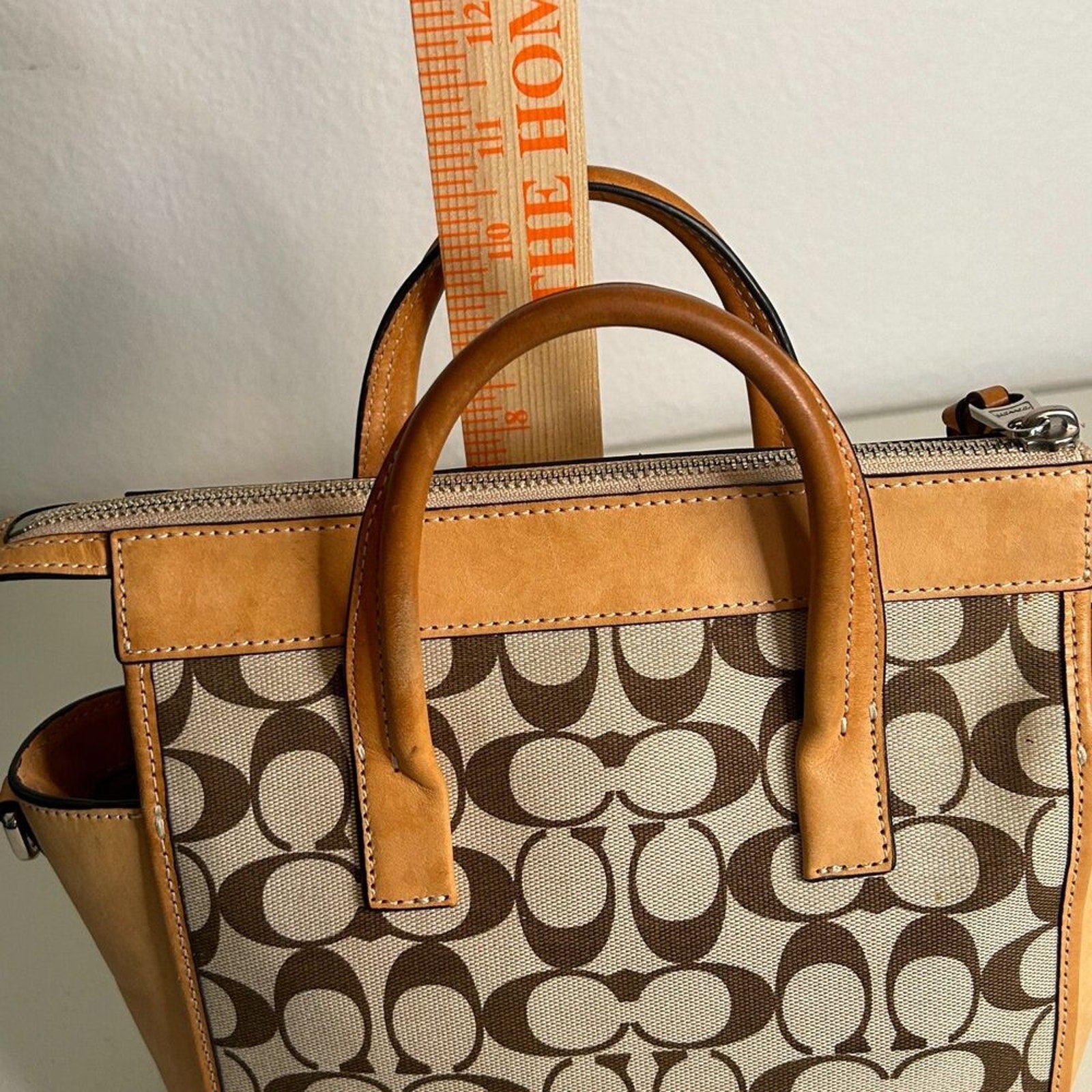 Coach Bleecker Khaki Cachet Bag Handbag / Purse Size See Description.