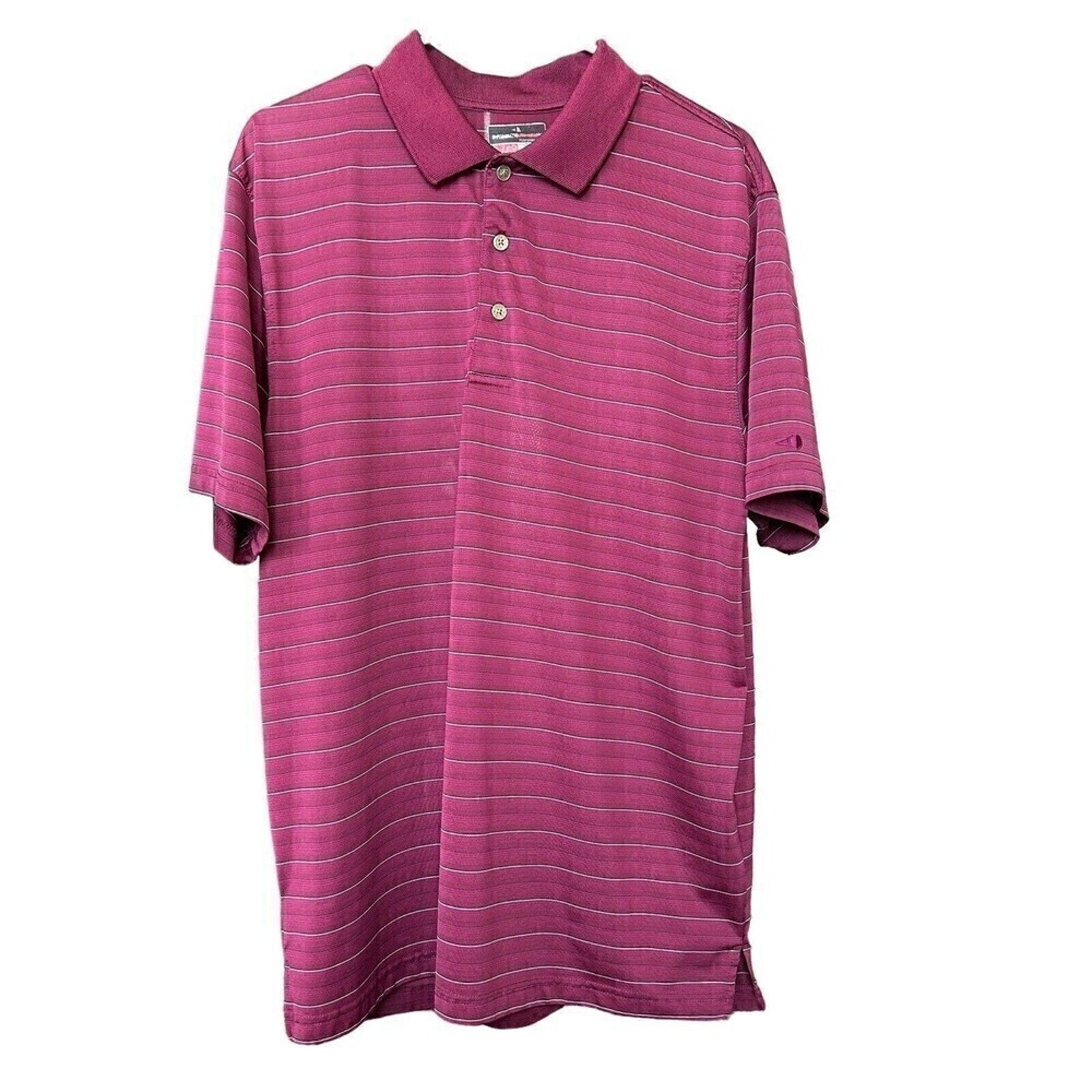 Grand Slam Polo Shirt Mens Sz. XL Burgundy Striped Short Sleeve Golf #H1272