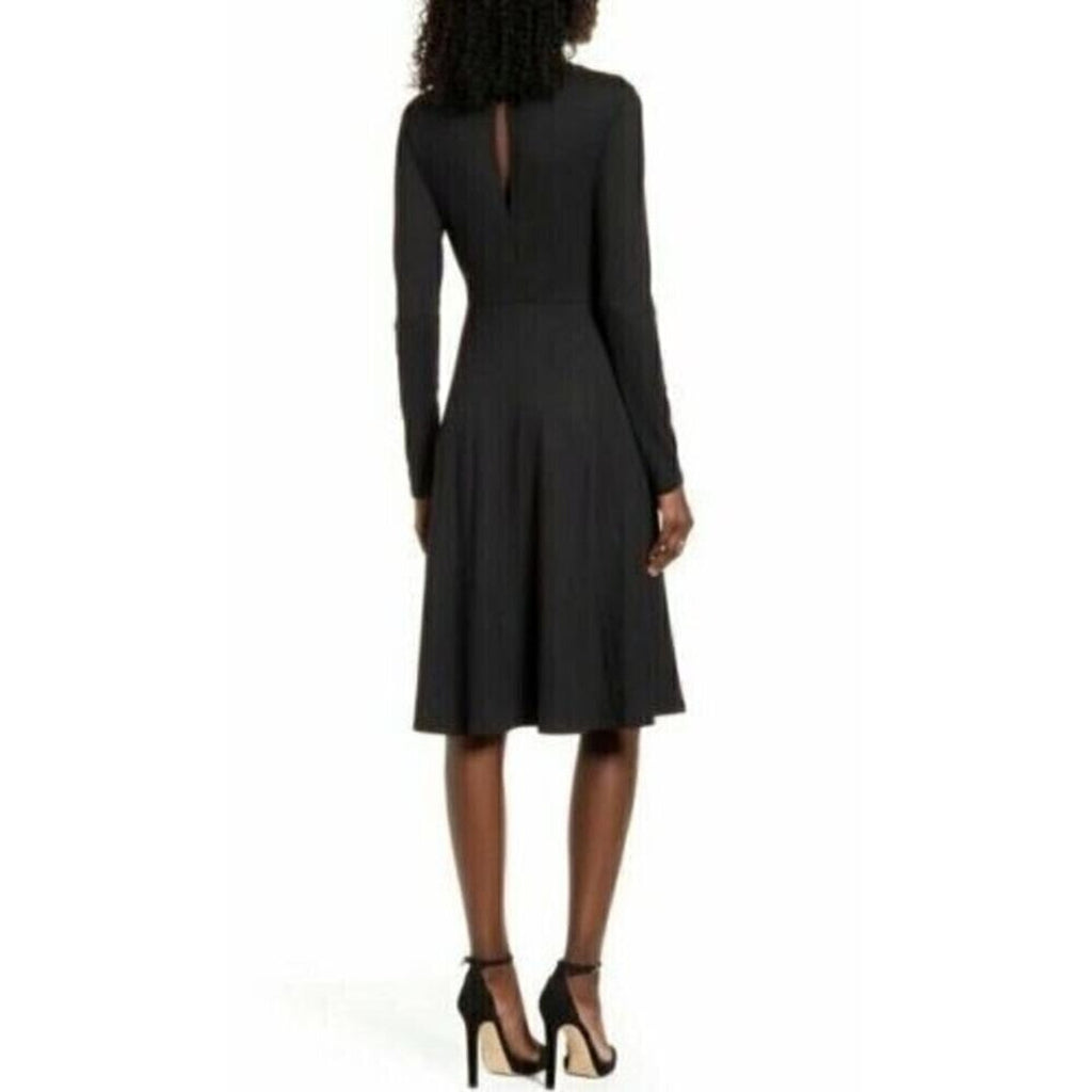 Socialite Women’s Side Slit Long Sleeve Midi Dress — Black, Size XL