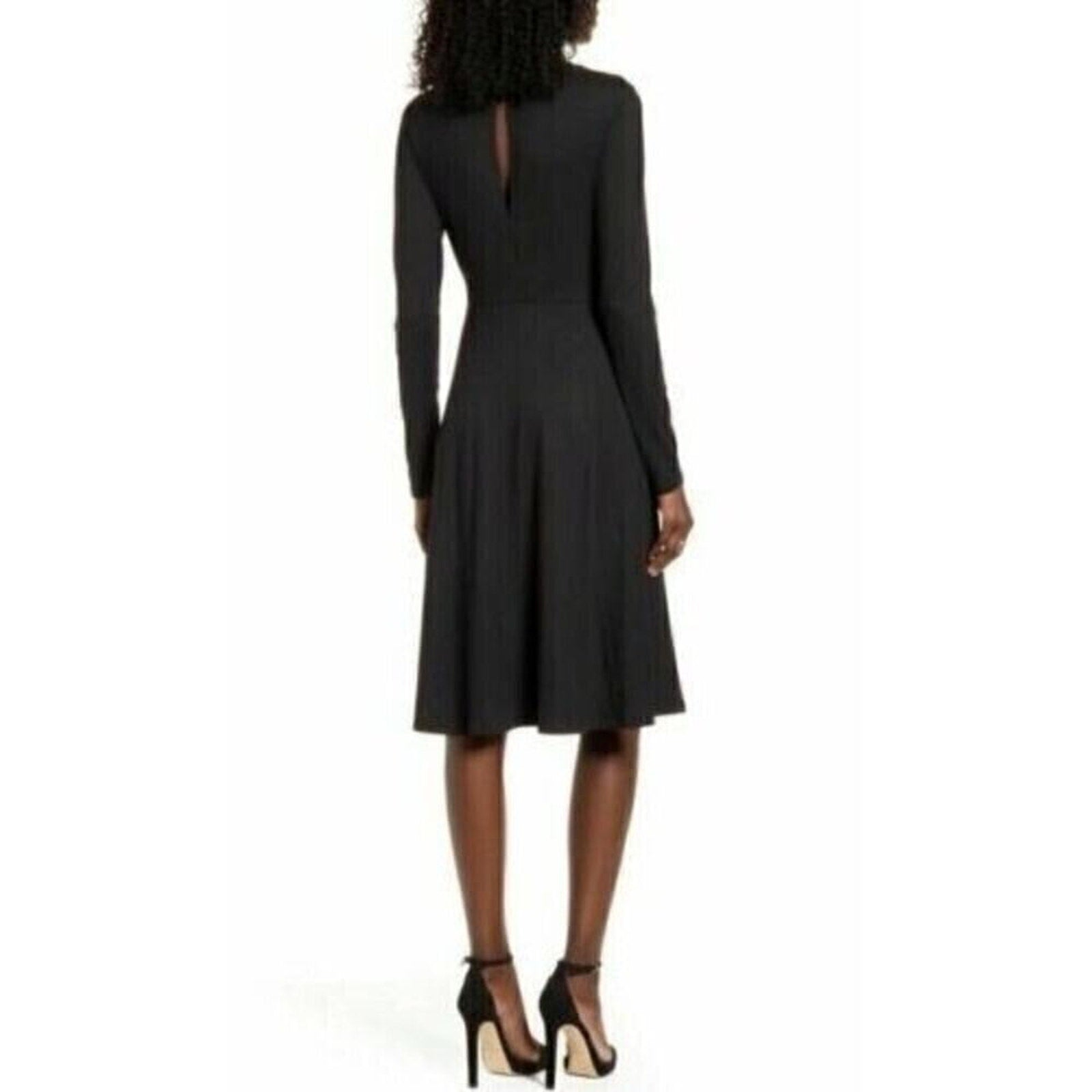 Socialite Women’s Side Slit Long Sleeve Midi Dress — Black, Size XL