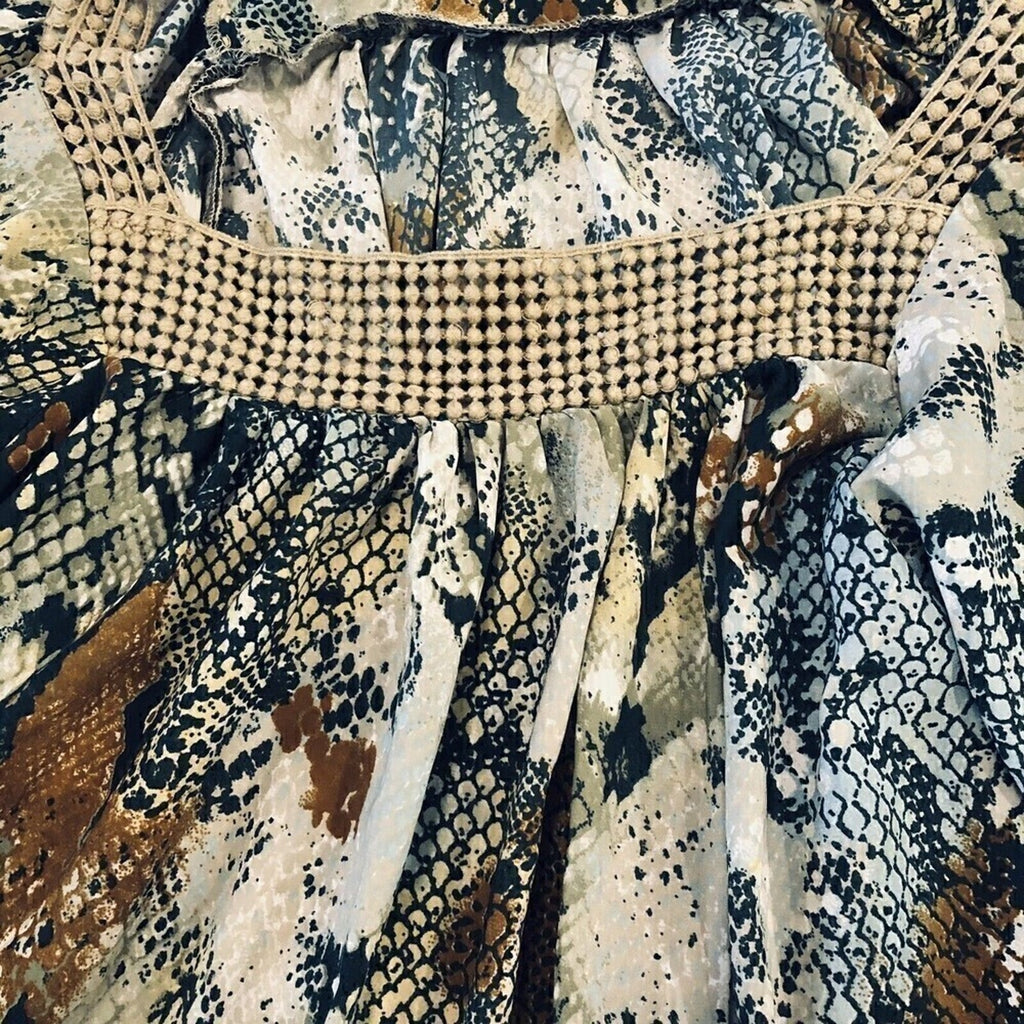 Blandolino Women’s Valerie Blouse L – Cotton Beaded Boho #1014