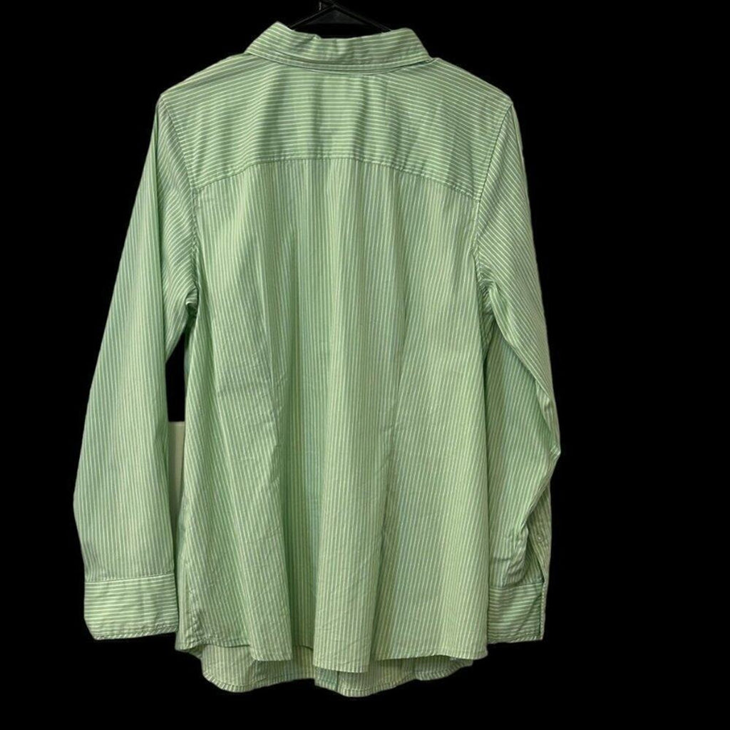 Liz Claiborne Womens Cotton Blend Shirt Blouse Size 1X Green Button Up #BH