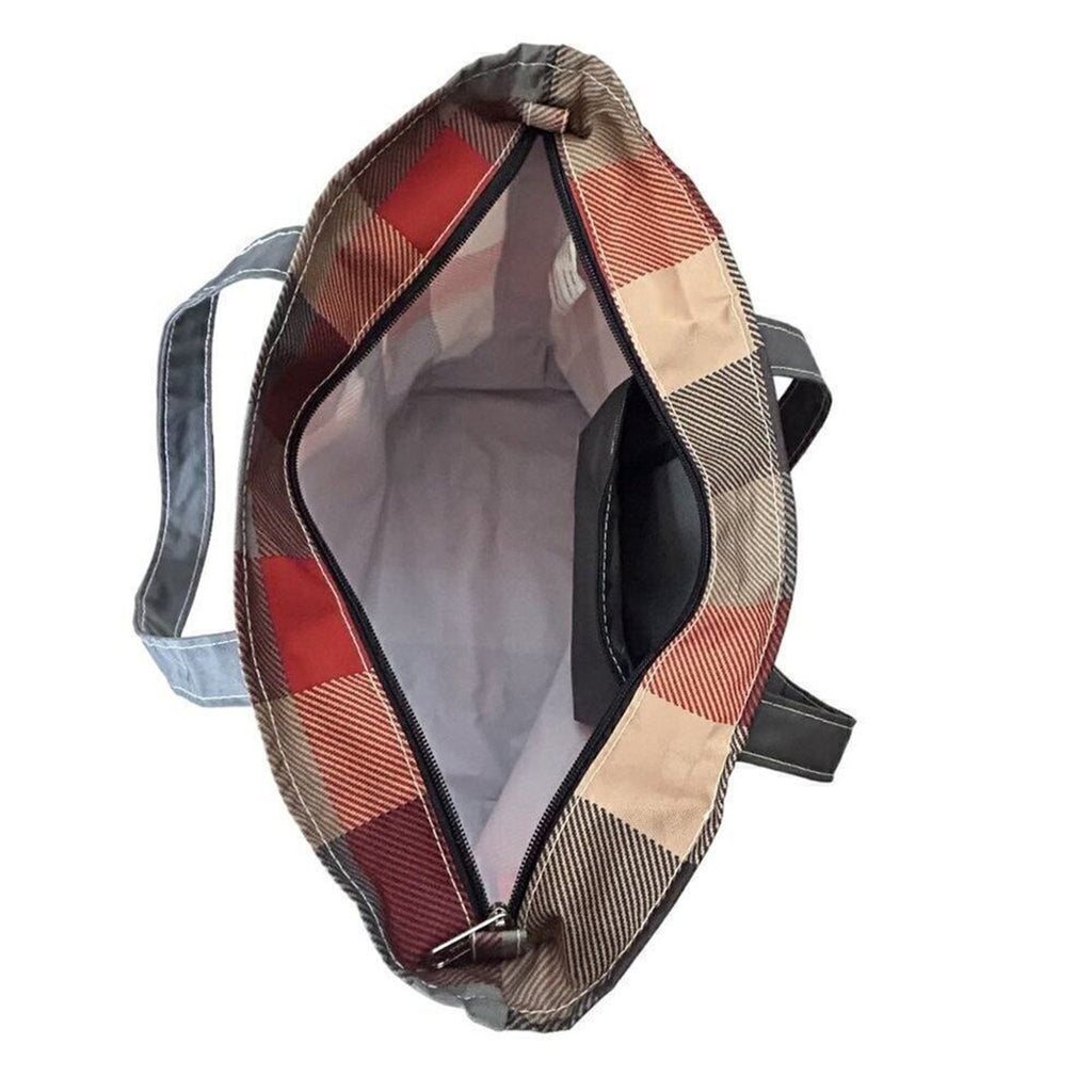 L.L. Bean Everyday Lightweight Tote Bag Plaid Maine School Workout Books Work