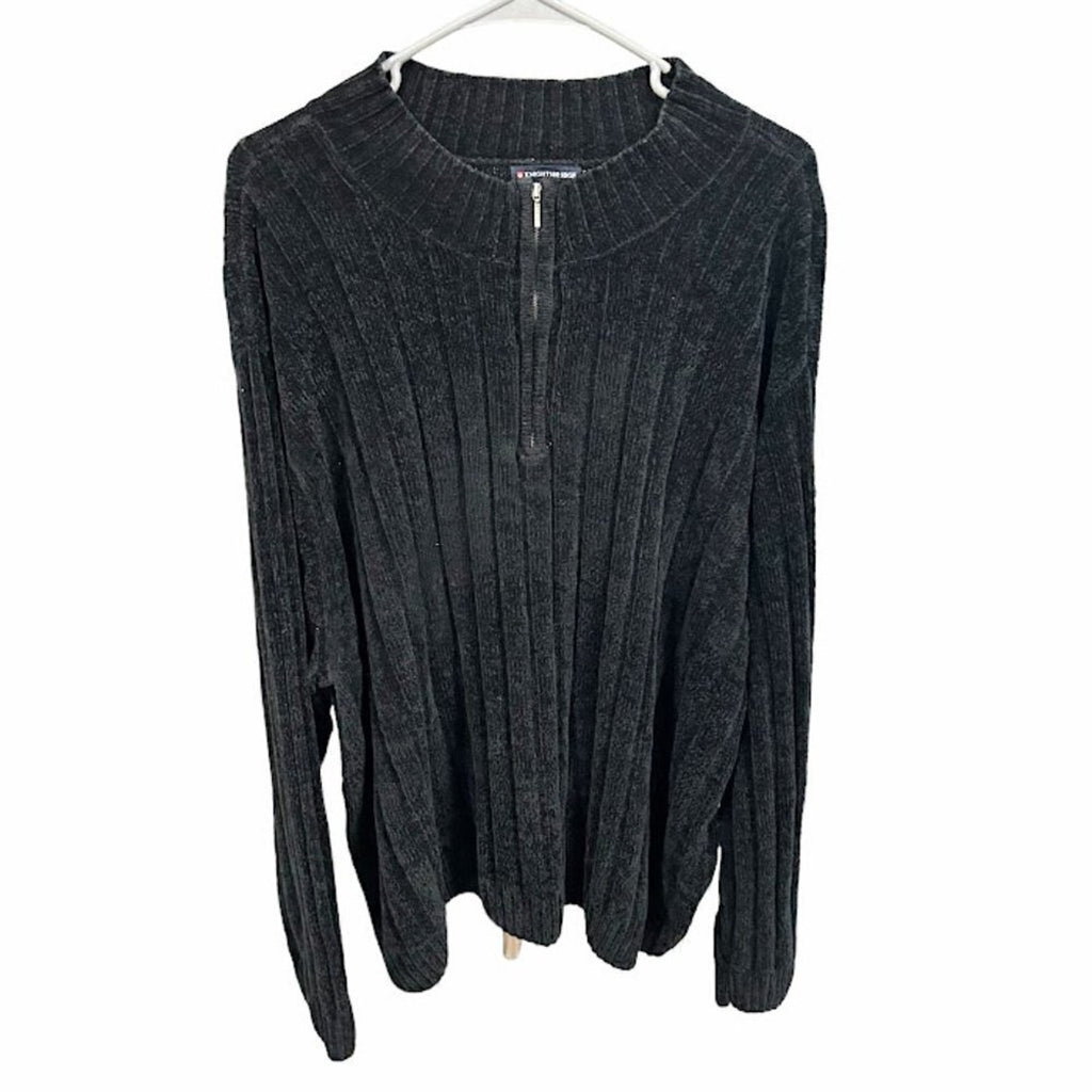 Knightbridge Men's Sweater Pullover Size 4x 1/4 Zip Black Knit #L1345