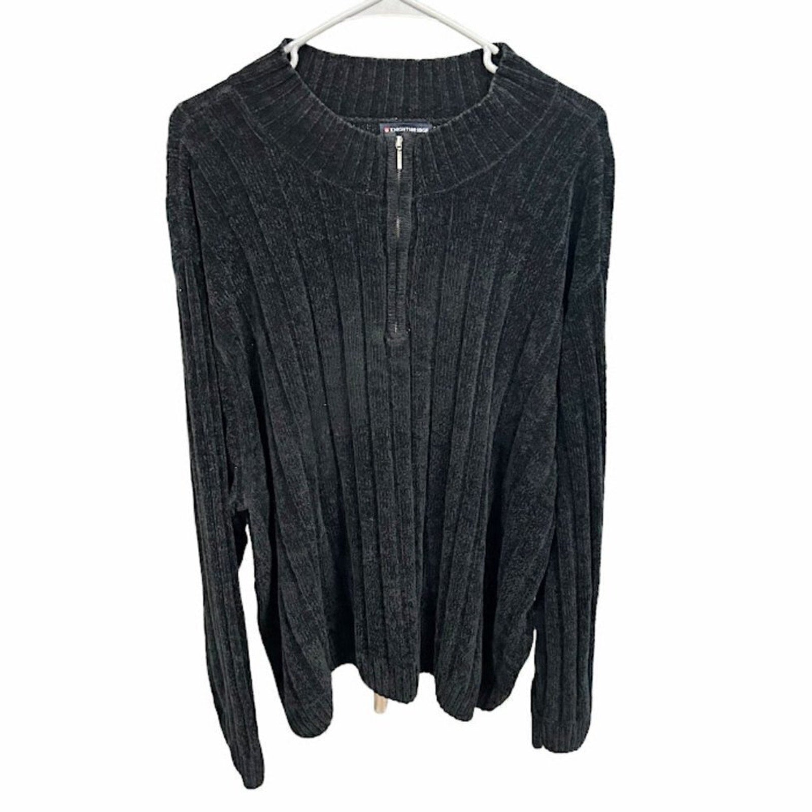 Knightbridge Men's Sweater Pullover Size 4x 1/4 Zip Black Knit #L1345