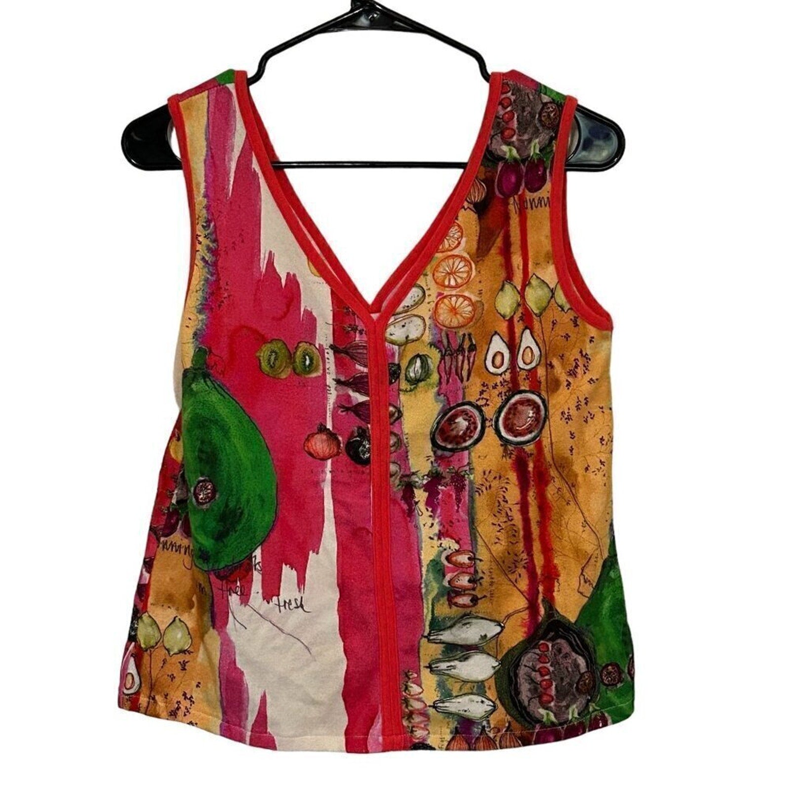 Aldo Martins Abstract Women’s Cotton Tank Top – Size 4, Sleeveless, Made in Portugal #H1552