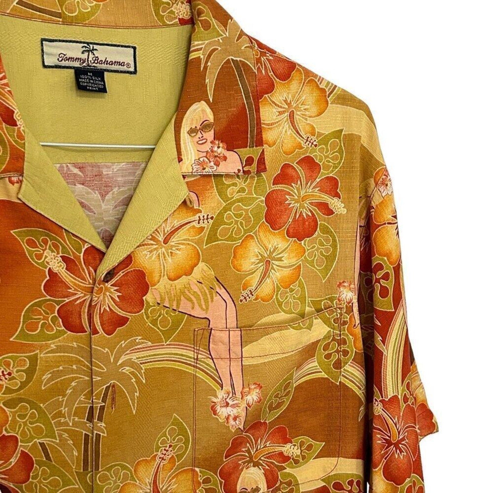Tommy Bahama Tropical Girls Size M, Silk Relaxed Fit Rare Vintage #J-1565
