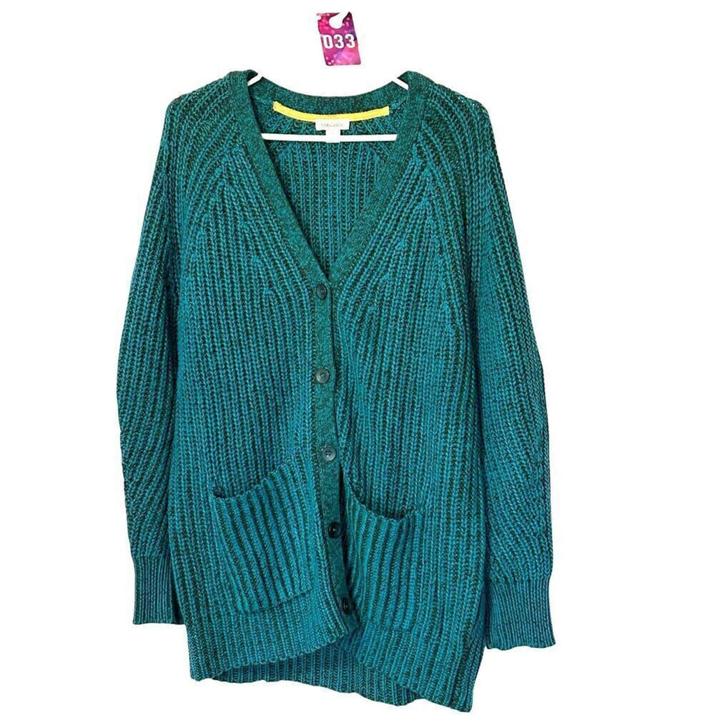 J.Jill Cardigan Women's Sweater Green Button Front Cotton Blend Sz. Large
