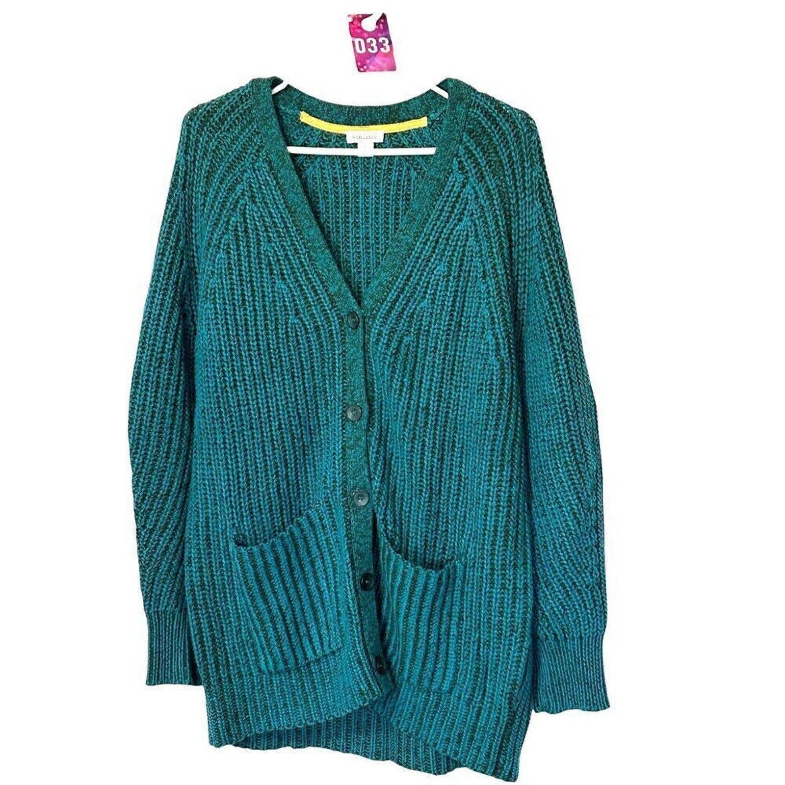 J.Jill Cardigan Women's Sweater Green Button Front Cotton Blend Sz. Large