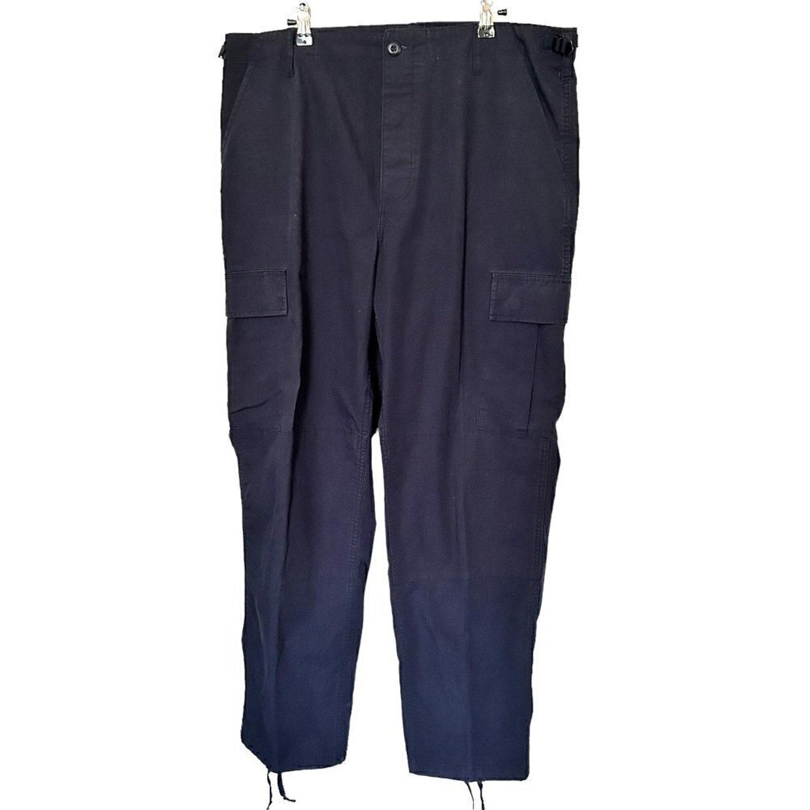 Cargo Pants Navy Blue adjustable cuff button pockets / fly, Size in description