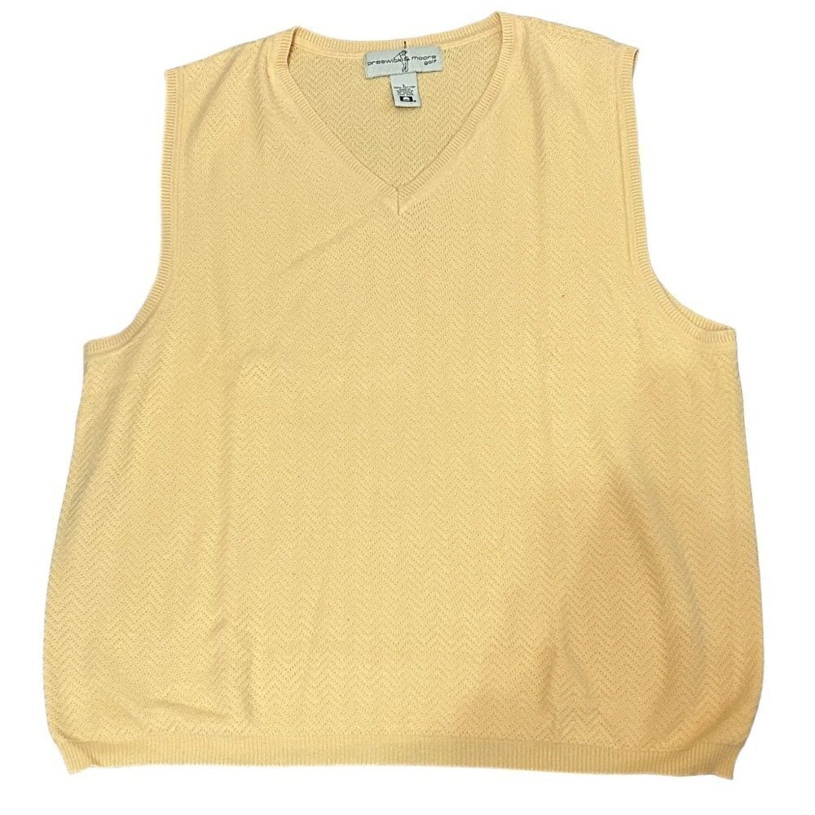 Preswick & Moore Golf Vest V-Neck Sz. L- 100& Cotton Beige Made Australia #B1544